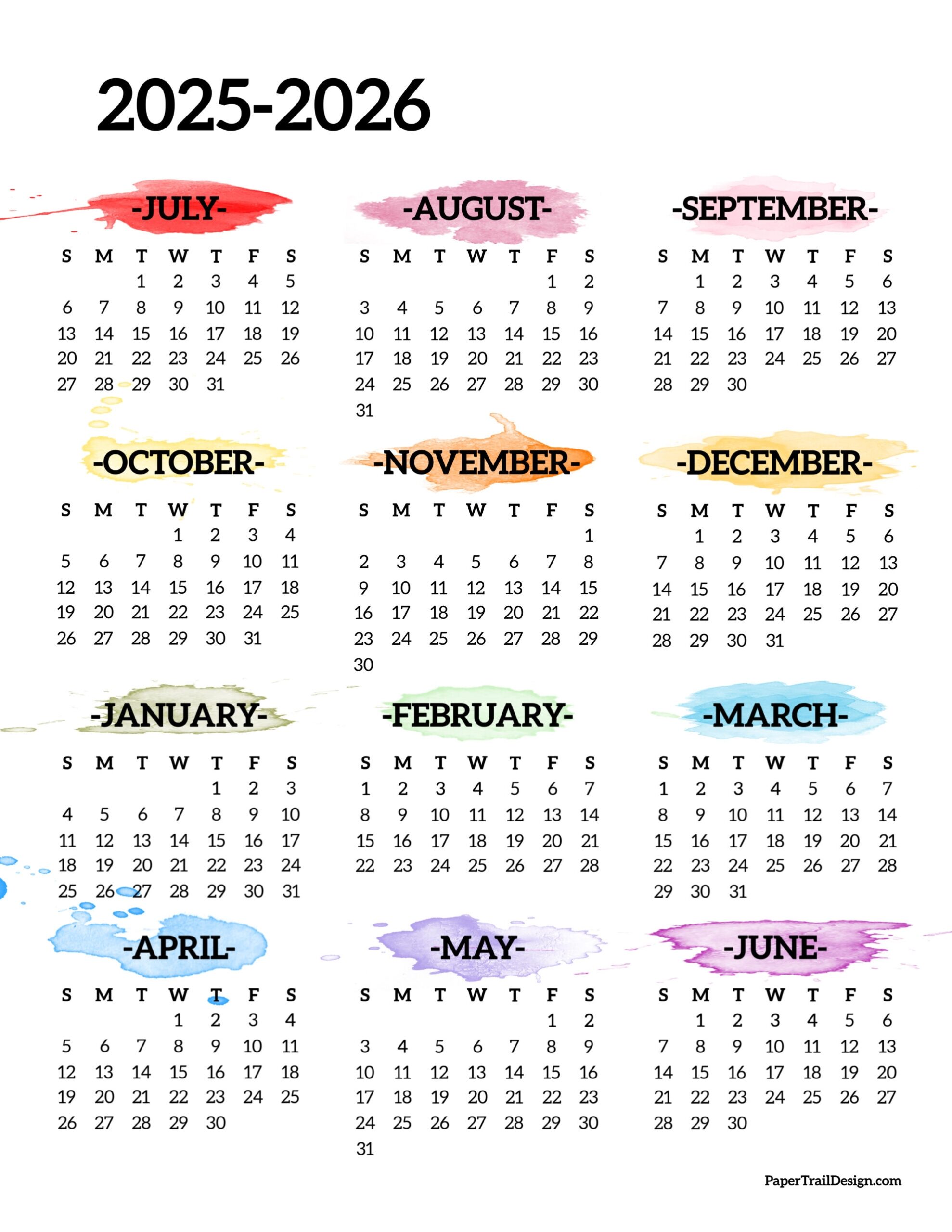 Free Printable 2025 Calendar 2026 W Holidays