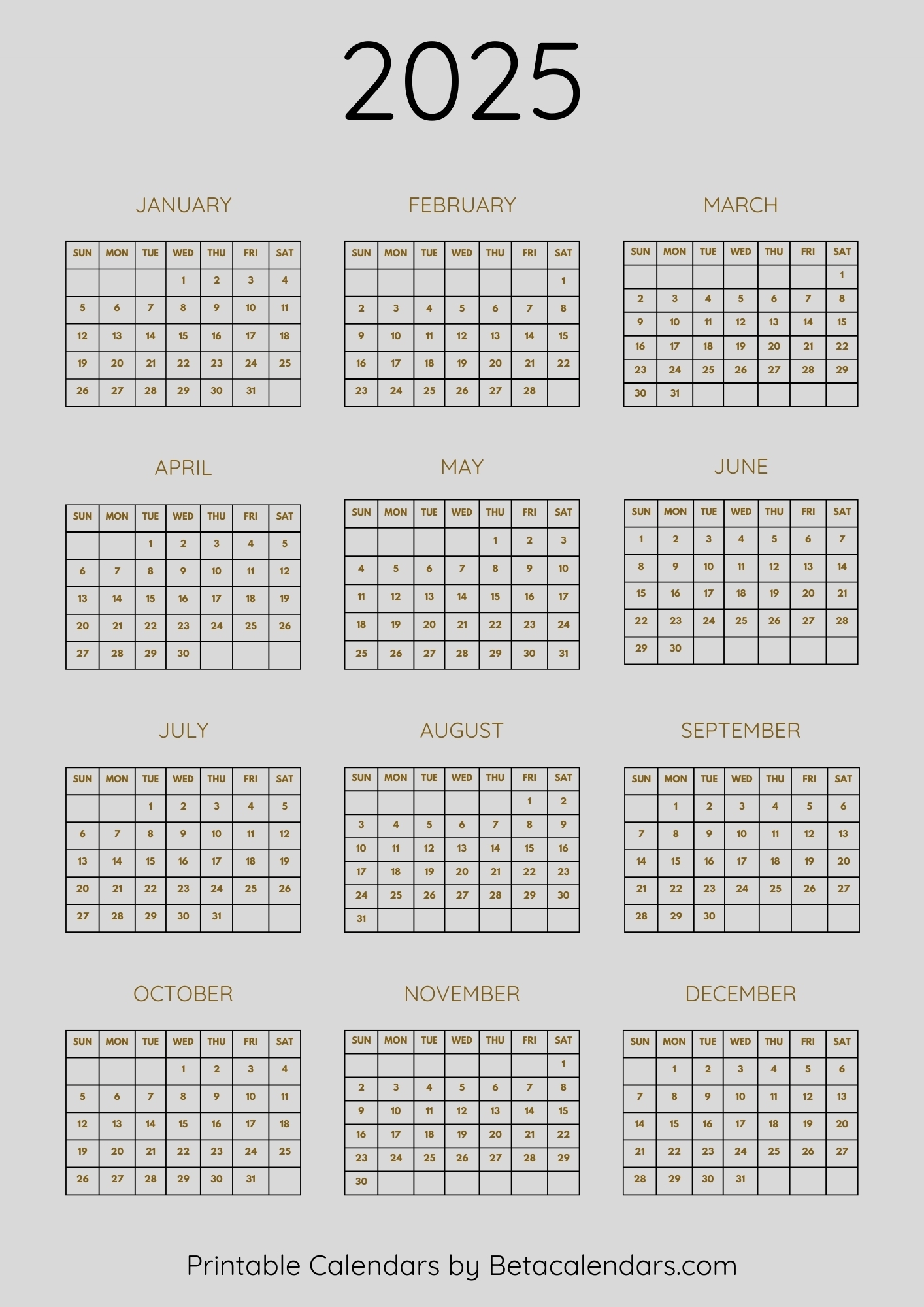 2025 Calendar Beta Calendars