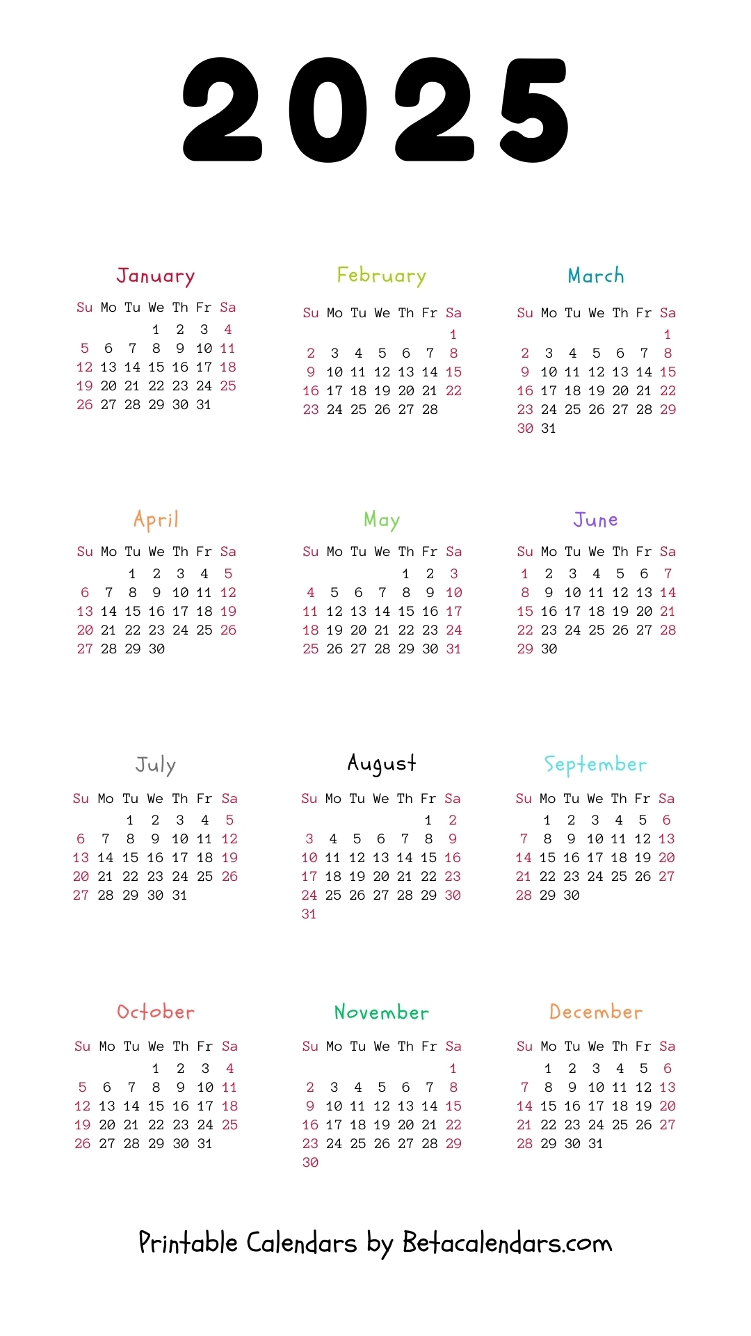 2025 Calendar Beta Calendars