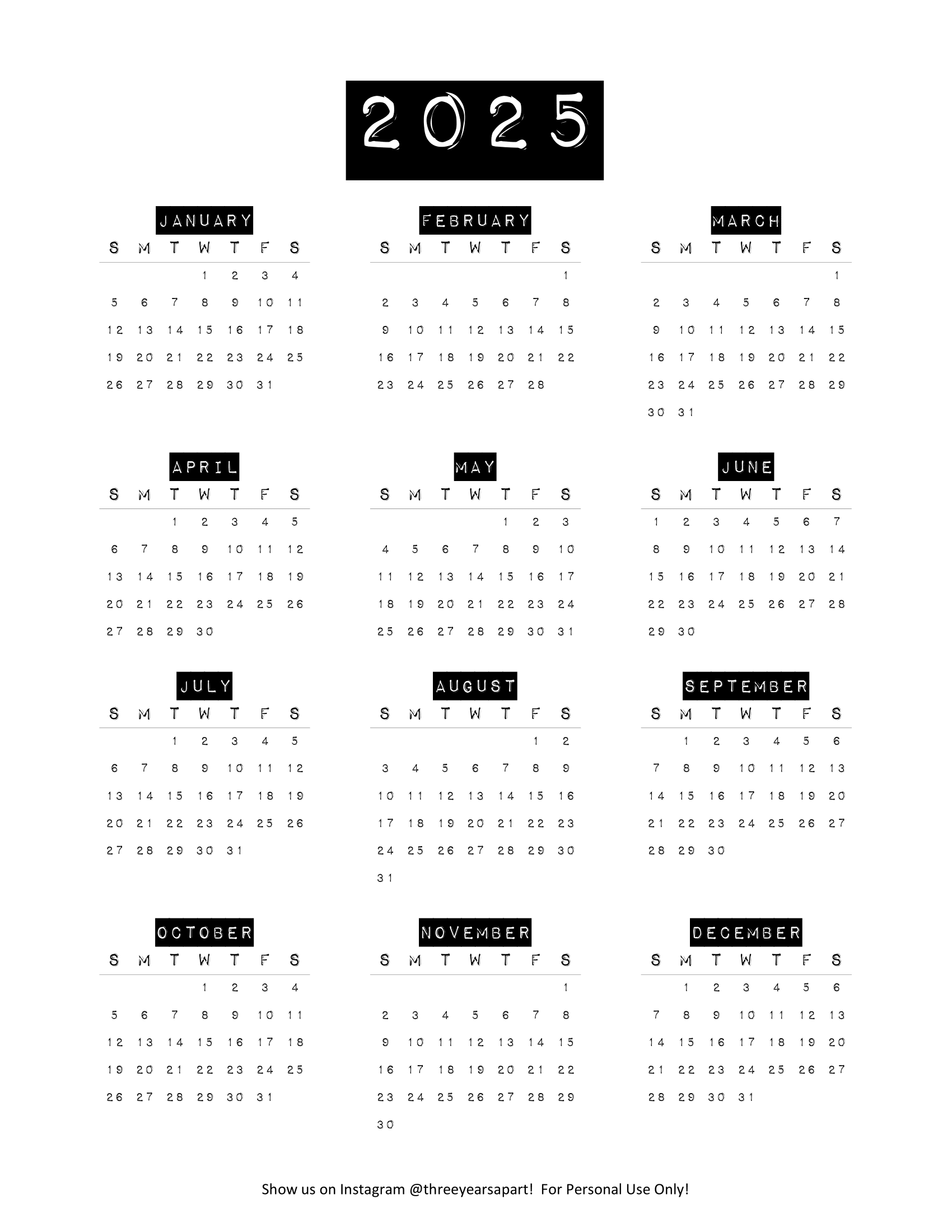 2025 Calendar Free Printable Bullet Journal And Planner Free Download Year at a Glance U0026 Future Log 3 Years Apart
