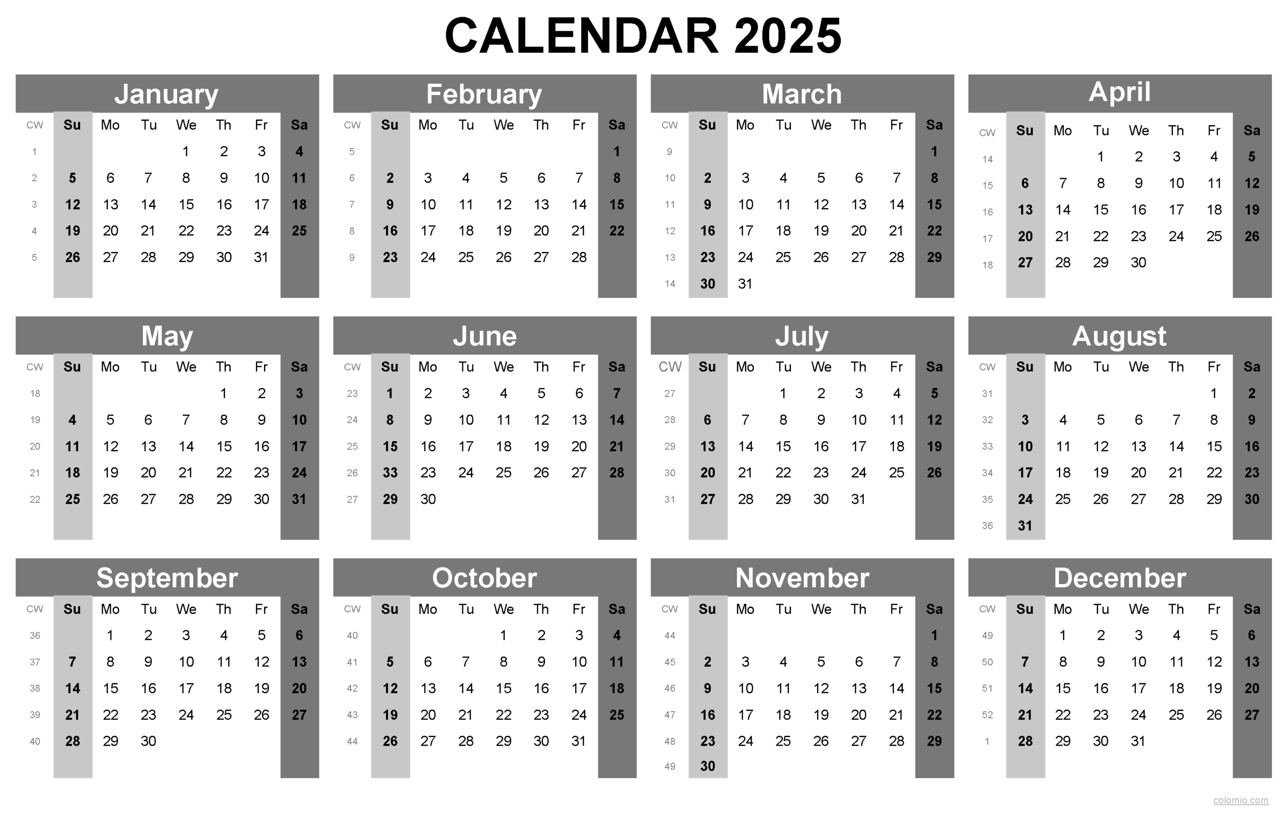 Printable Calendar 2025 Free