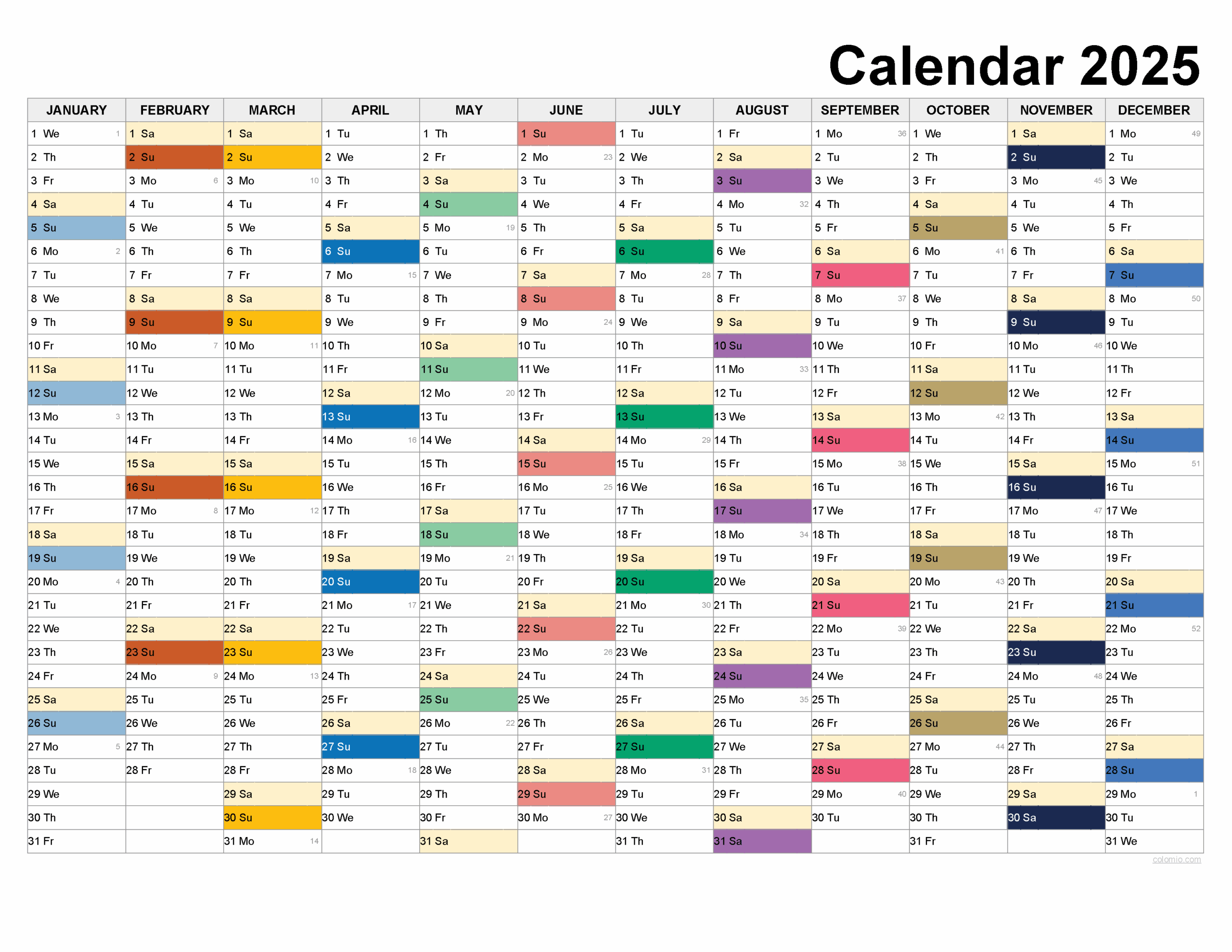 Free Printable Calendar 2025 Lined Days