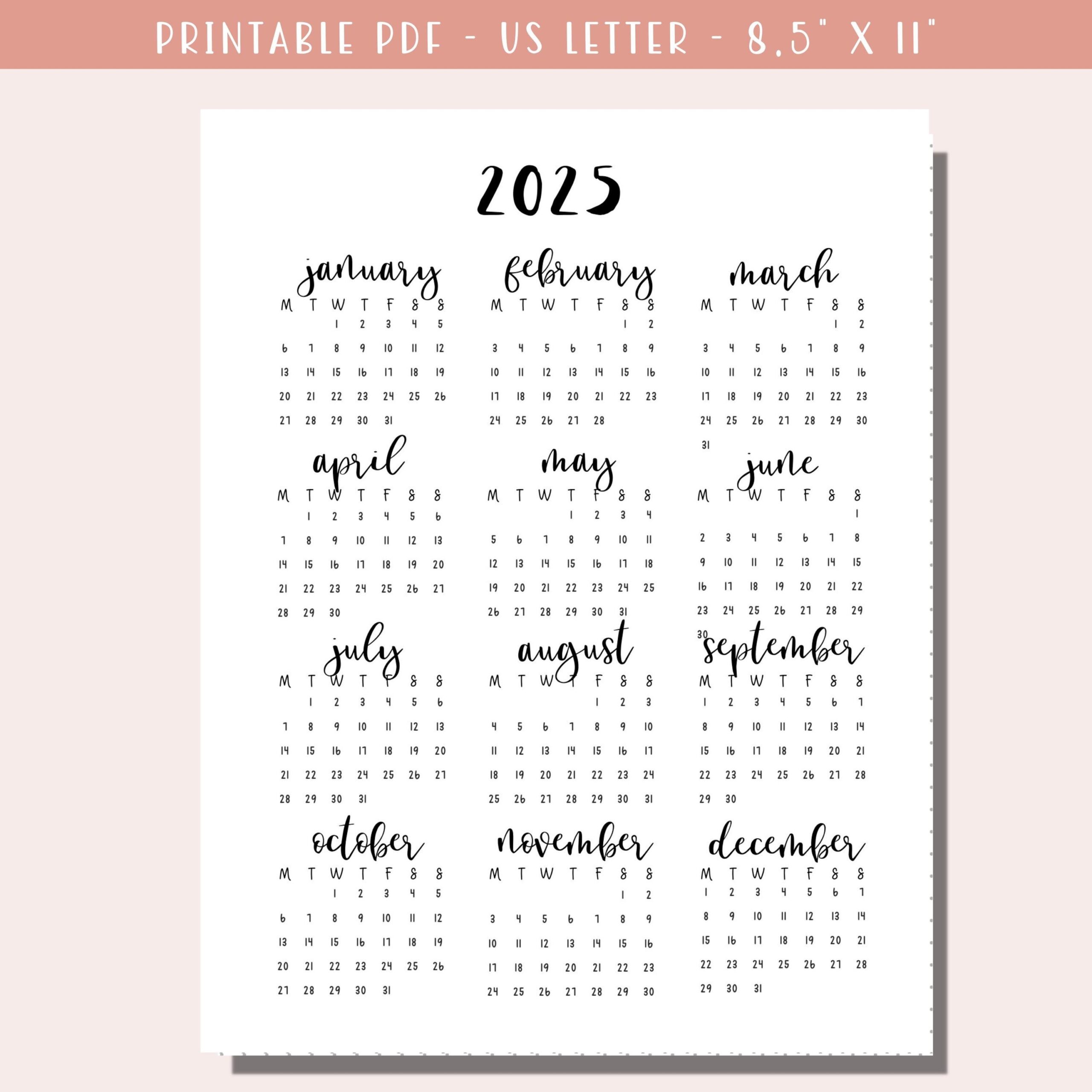 Free Printable Bullet Journal Calendar 2025