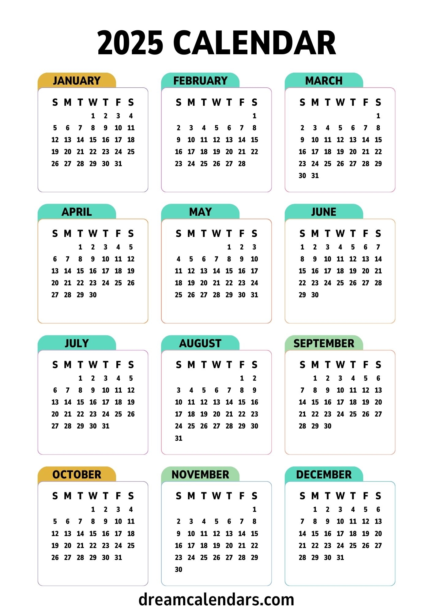 8 X 11 Printable Calendar 2025 October November December