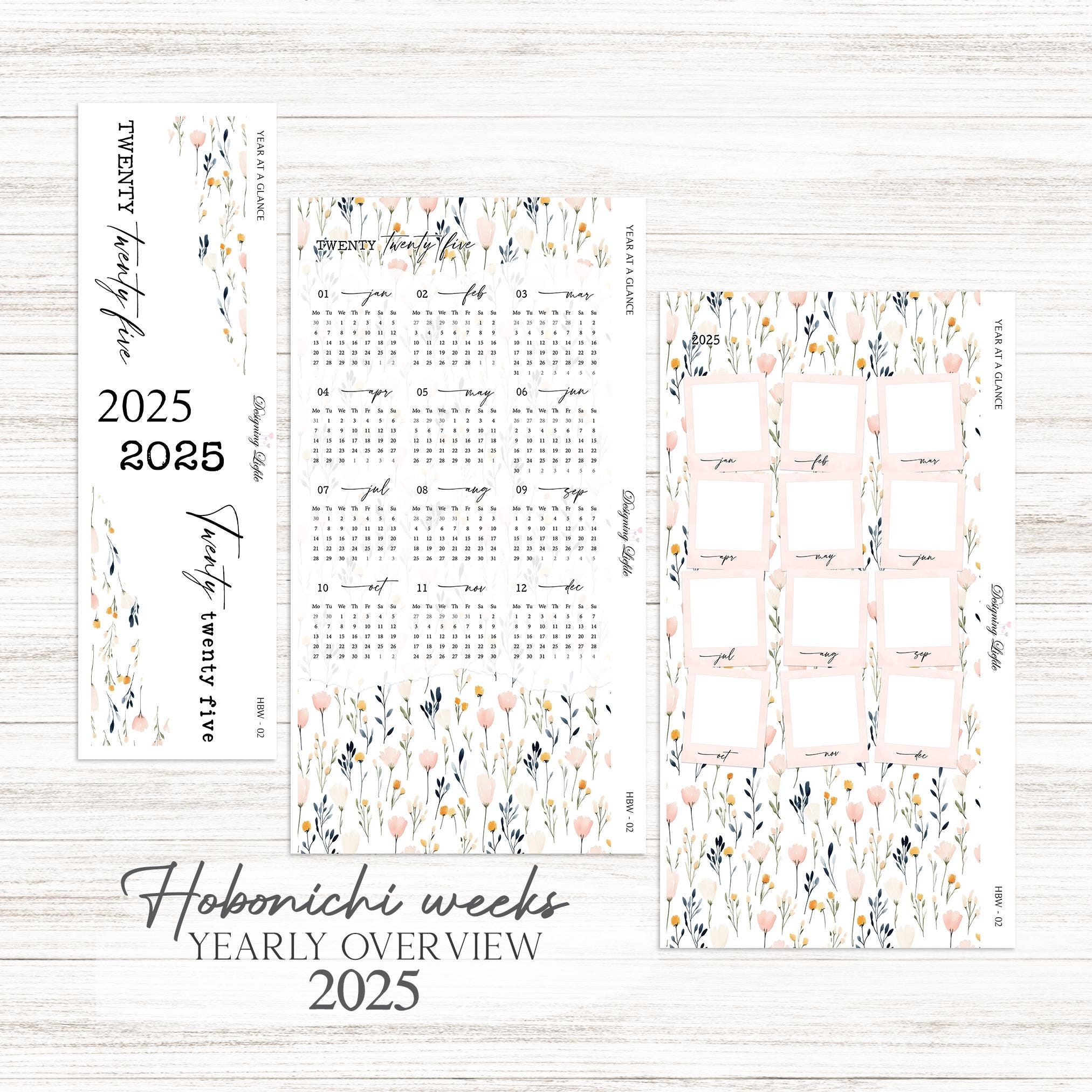 2025 Hobonichi Weeks Year At A Glance Yearly View Stickers Soft Petals