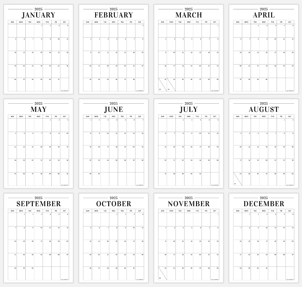 Free Printable 2025 Monthly Vertical Calendar