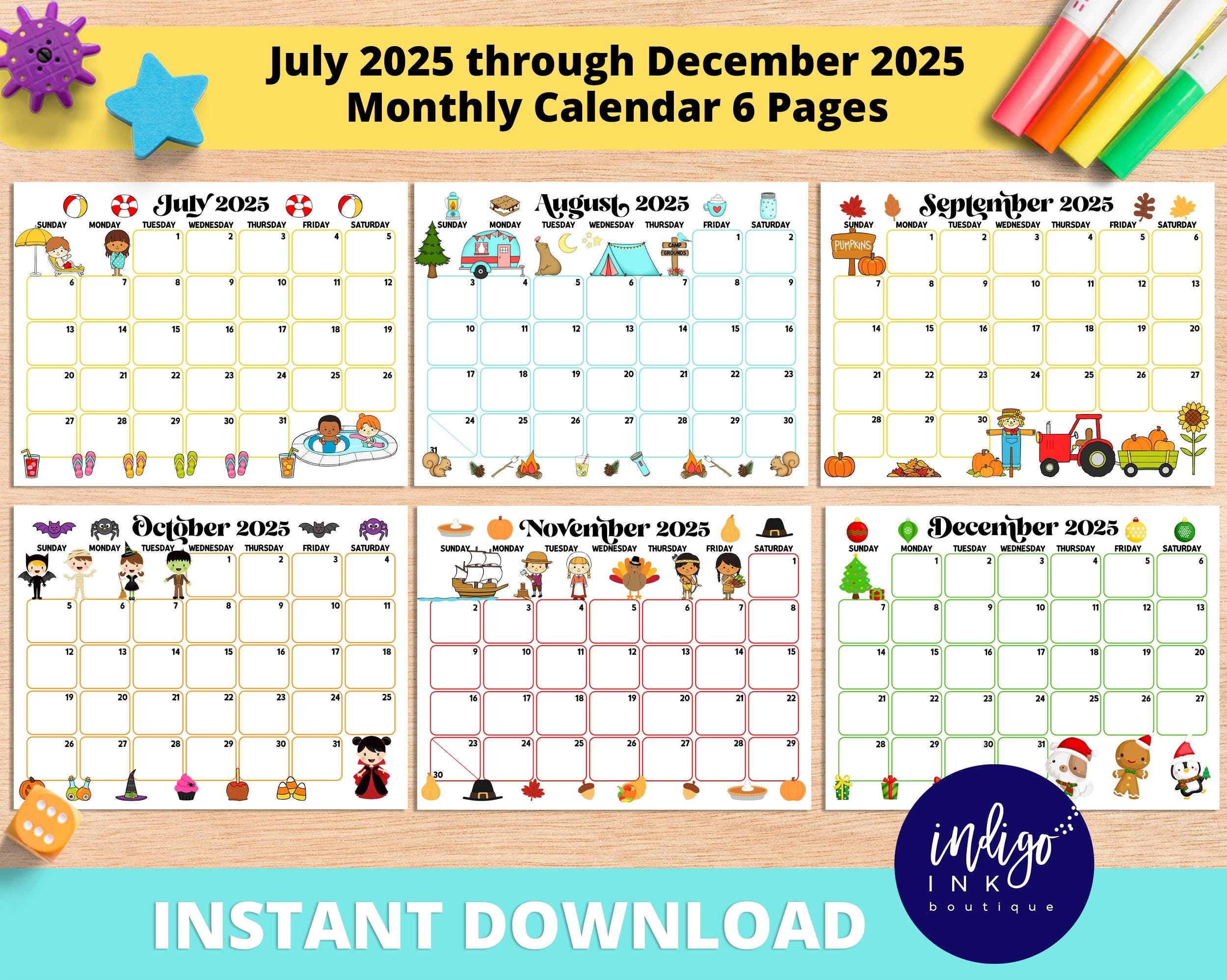 Agusut December 2025 And 2025 Monthly Calendar Printable