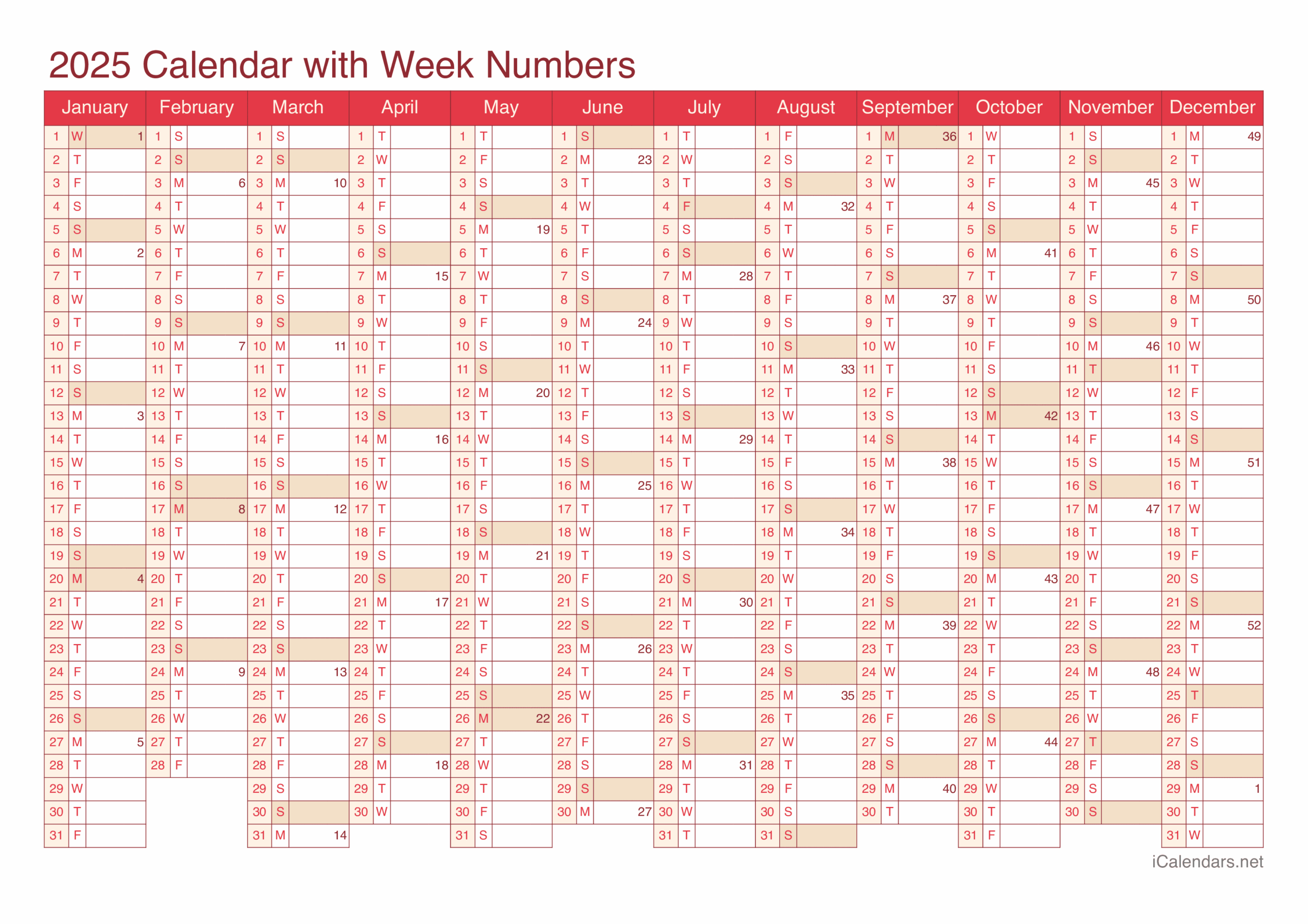 Free Printable Calendar 2025 Vertex