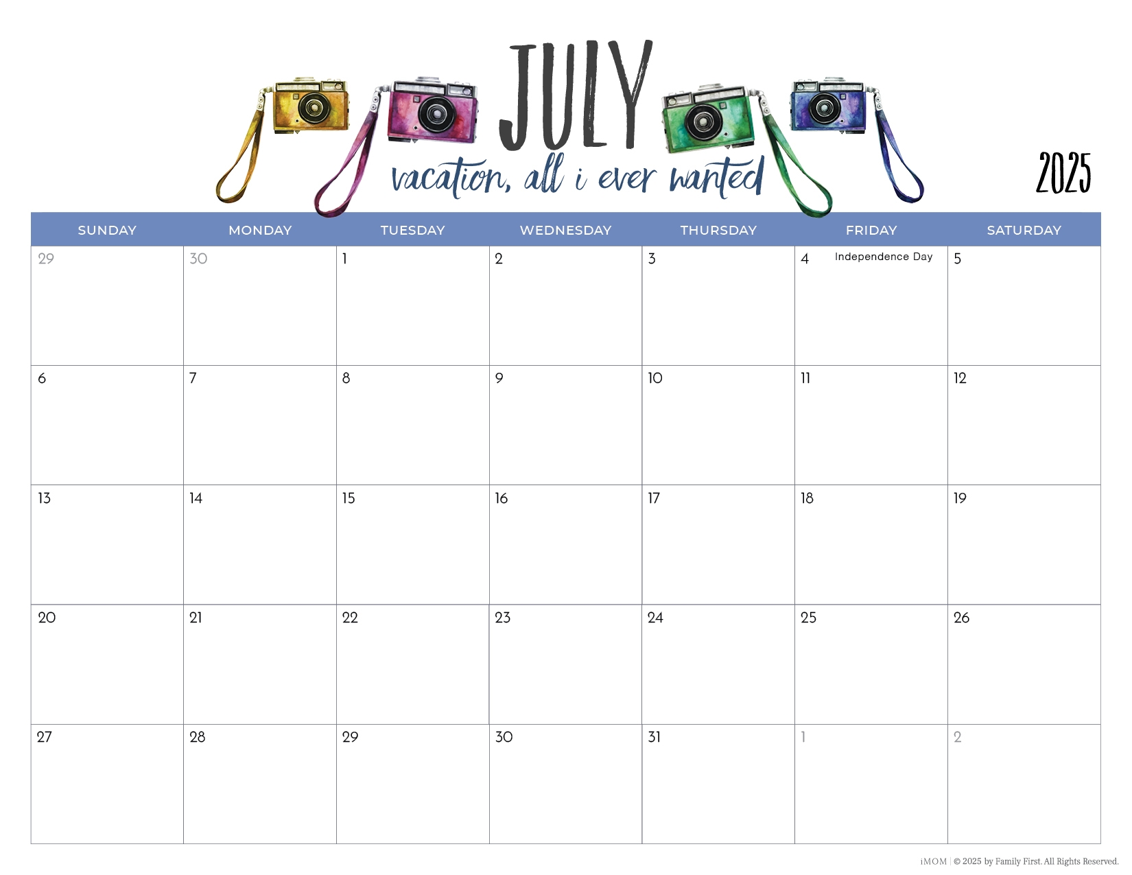Free Printable Calendar 2025 Imom