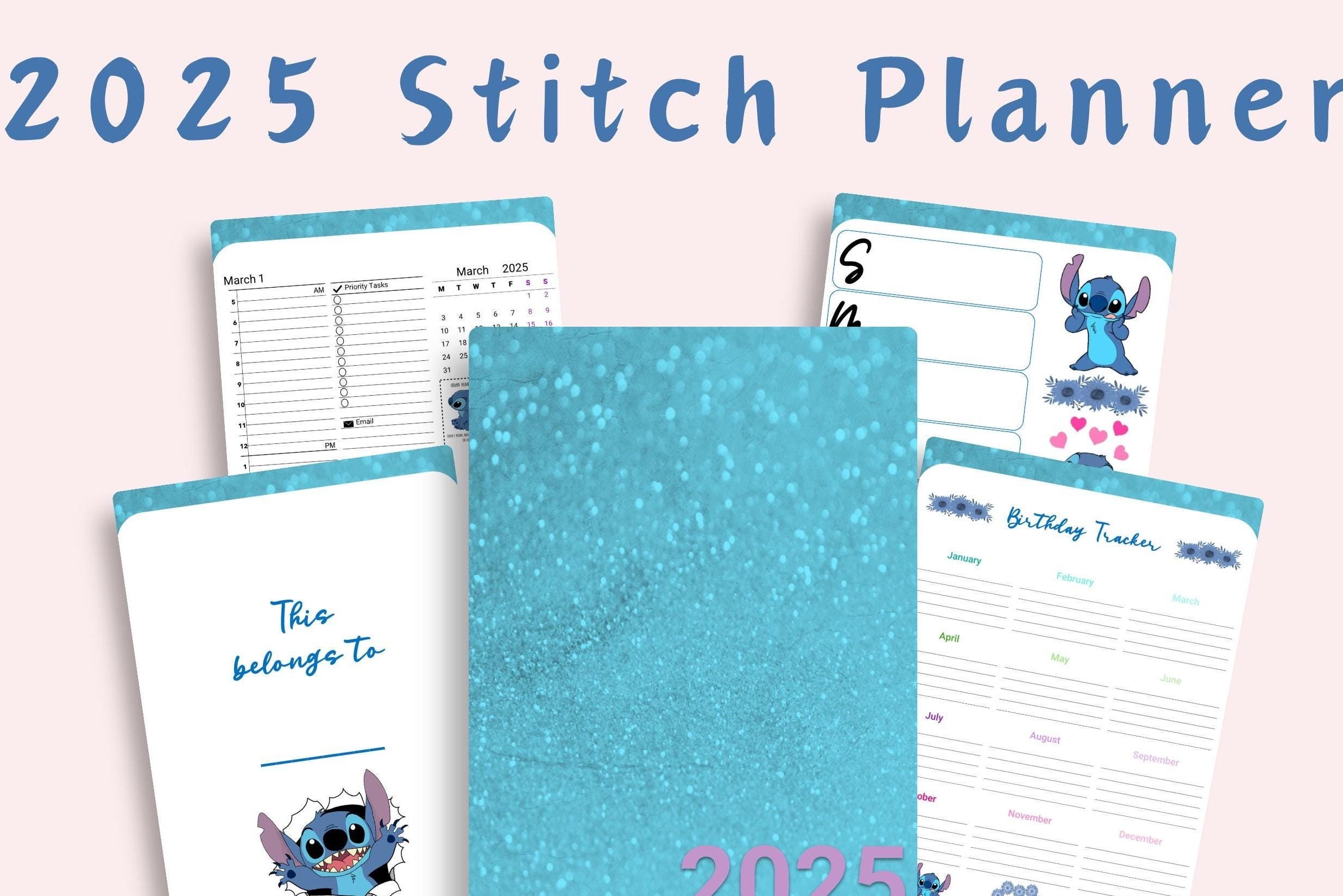 2025 Stitch Printable Planner Blue Alien Disney Planner Lilo And Stitch Gift Tracker Printables Meal Planning Monthly Budget Template Etsy