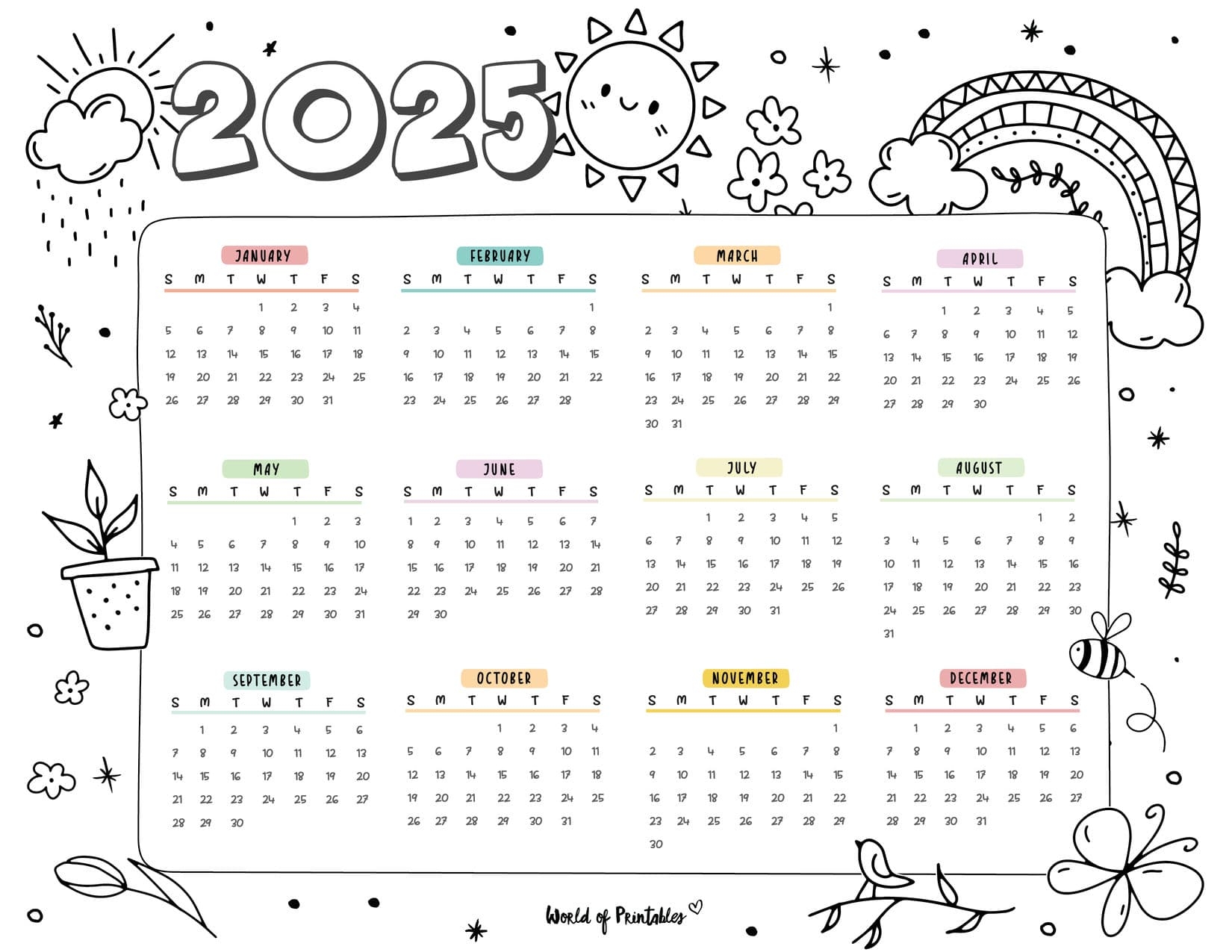 Free Printable 2025 Calendar With Holidays Cute