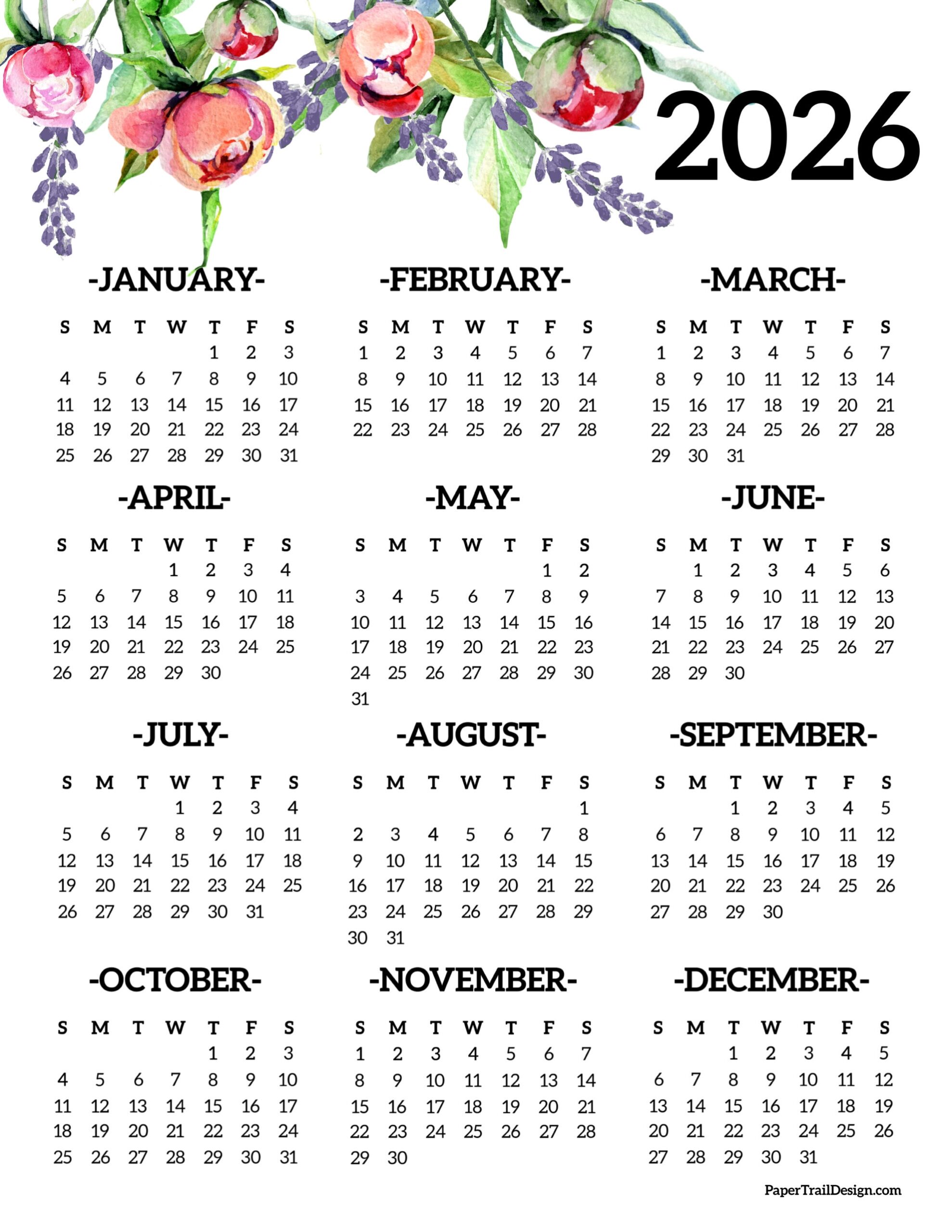 April 2026 Printable Calendar Flowers