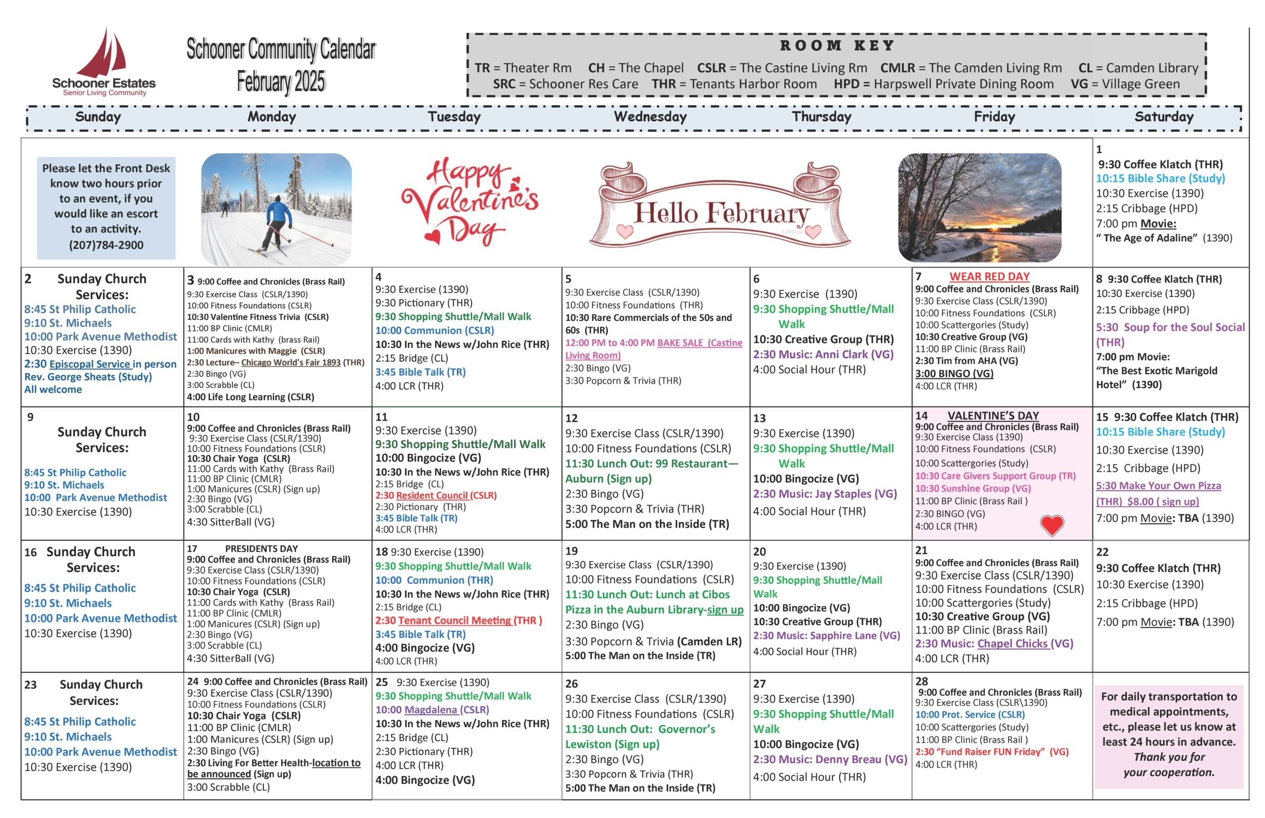 Activity Calendars Schooner Estates