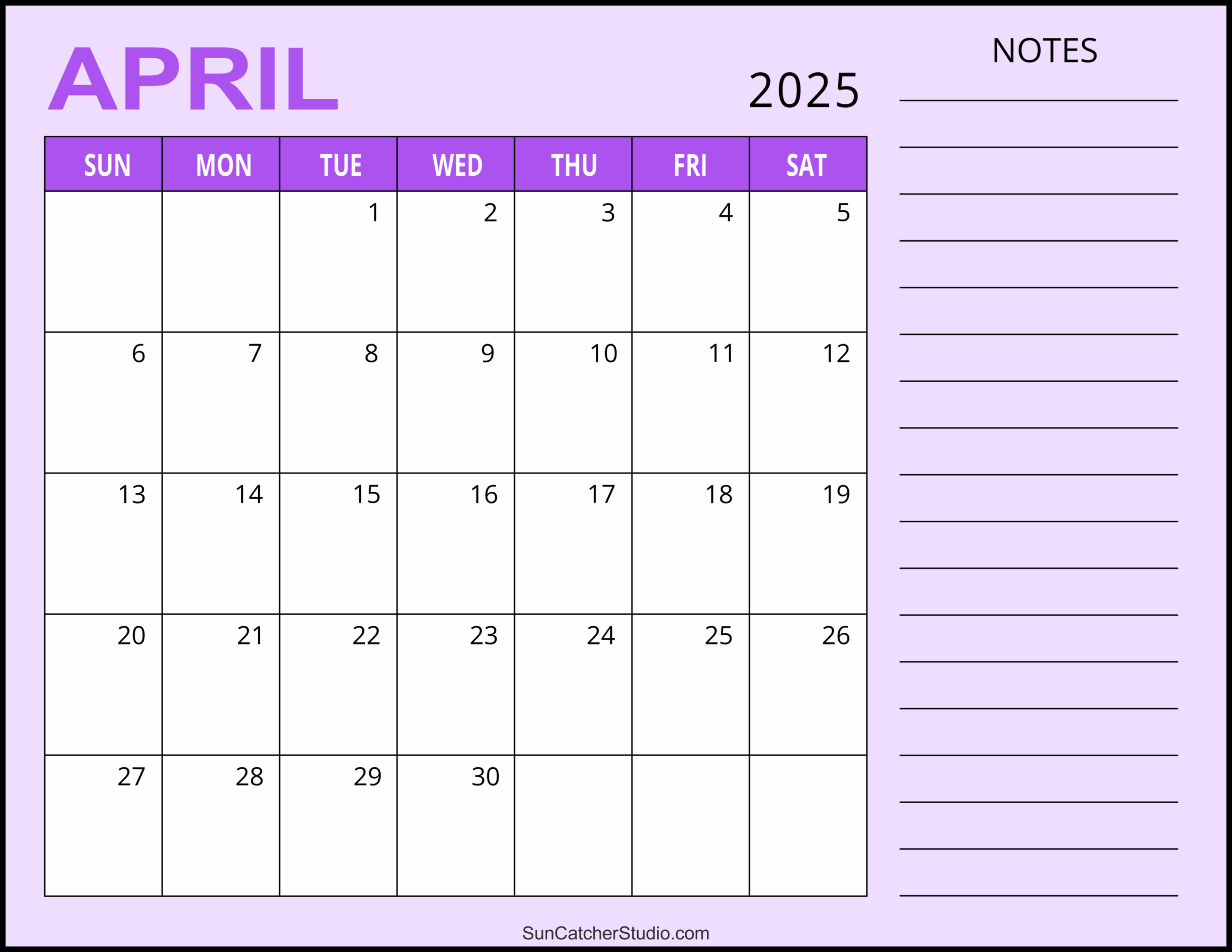 Free Printable Blank Calendar 2025 Pdf