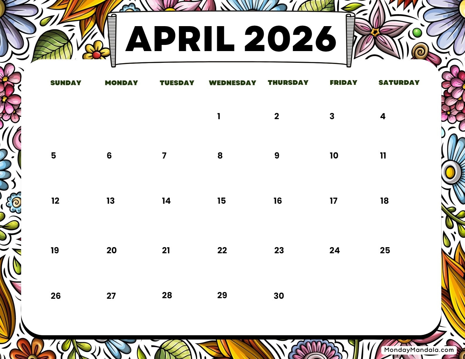 April 2026 Calendars Free PDF Printables 