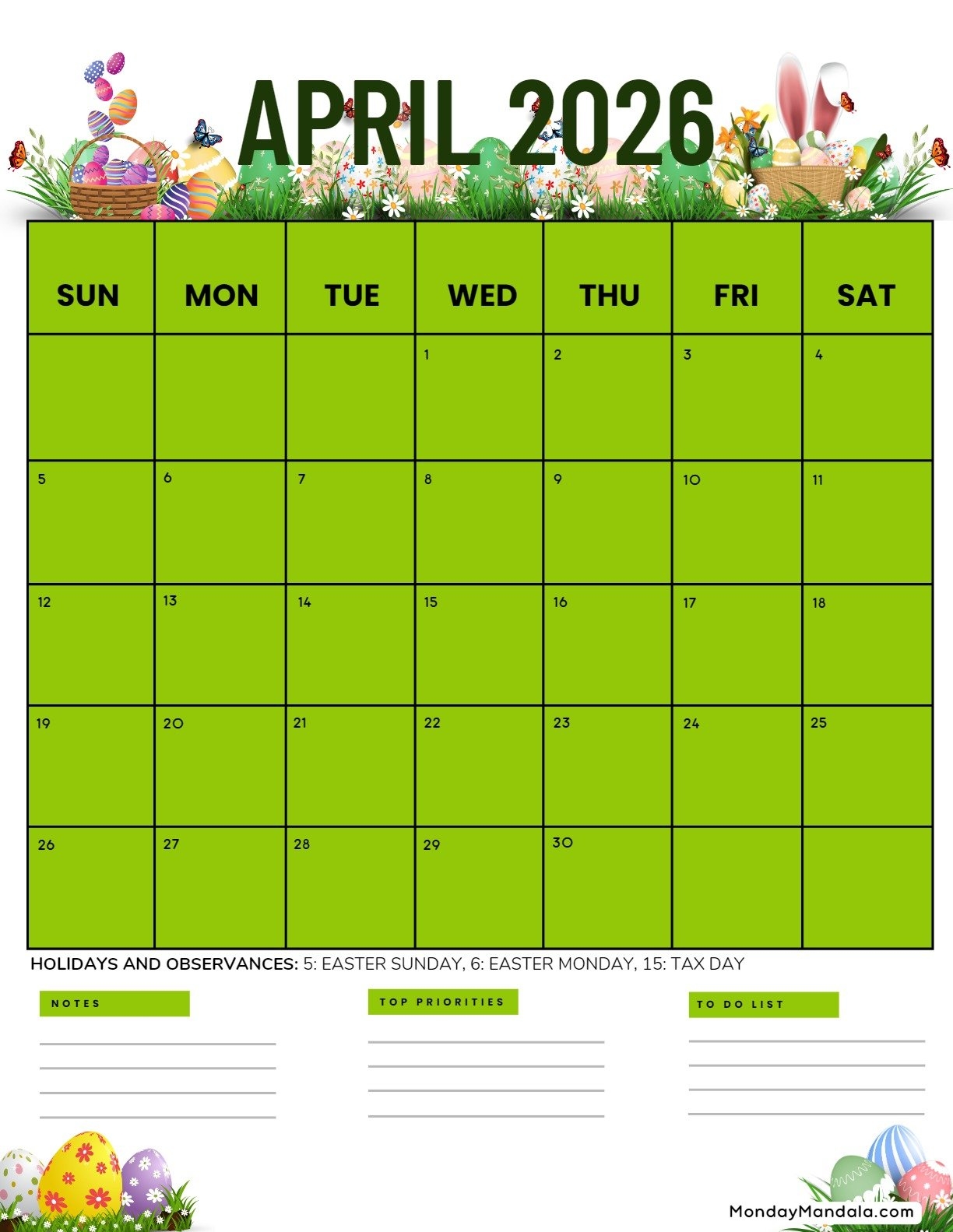 April 2026 Calendars Free PDF Printables 