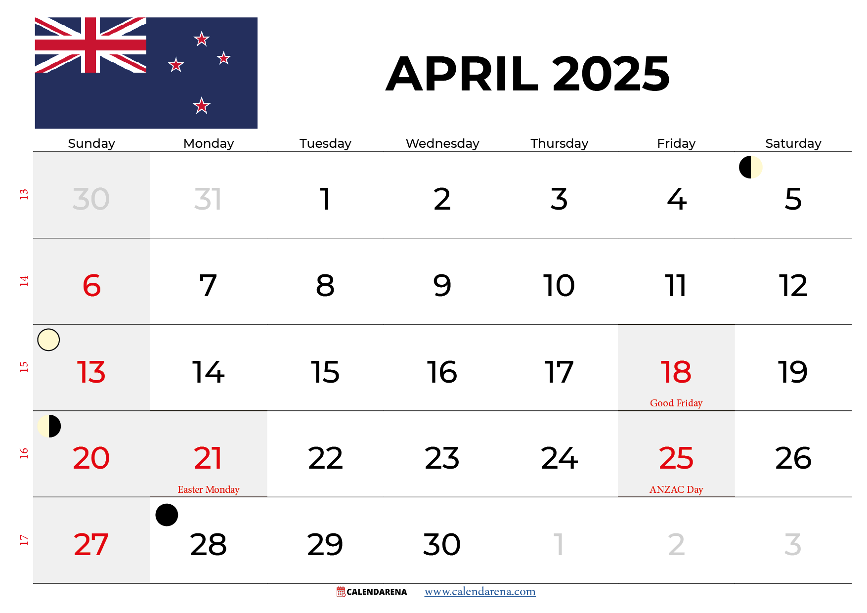 April Calendar 2025 Nz With Holidays