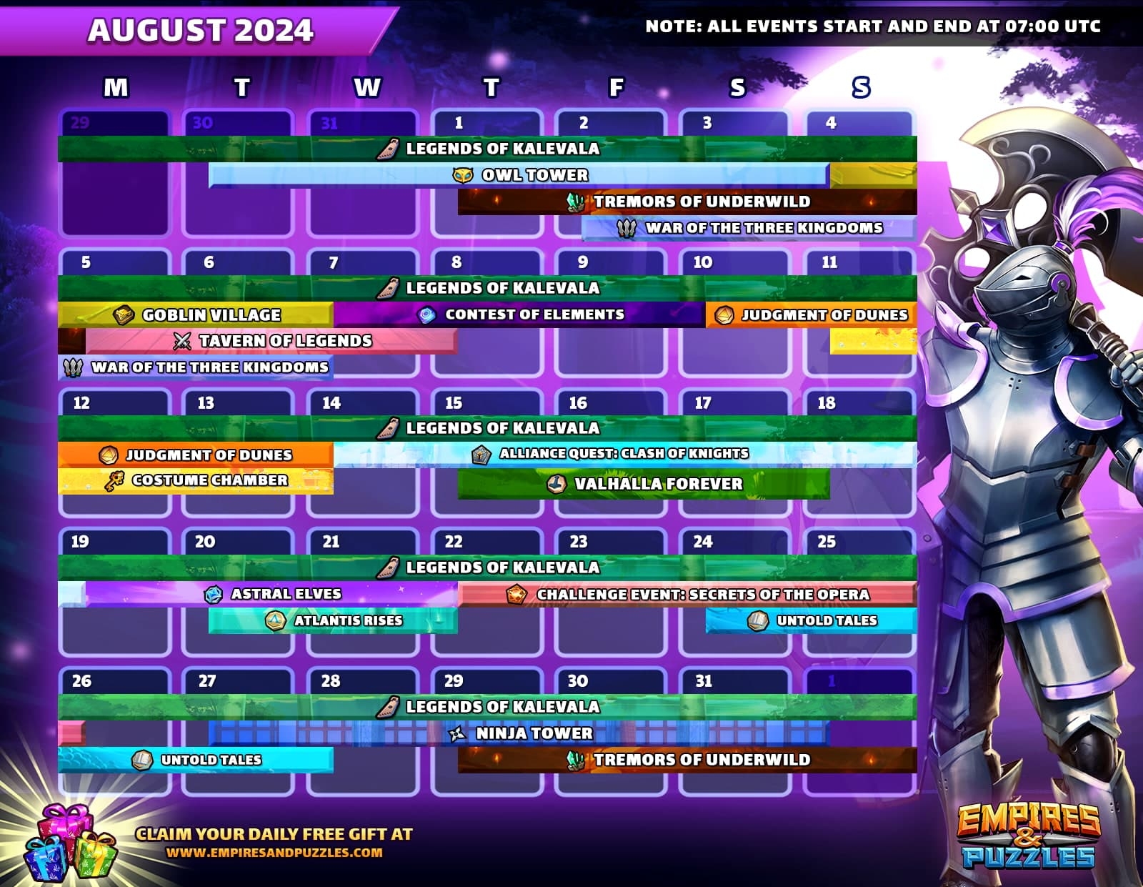 August 2024 Calendar Of Events Empires U0026 Puzzles