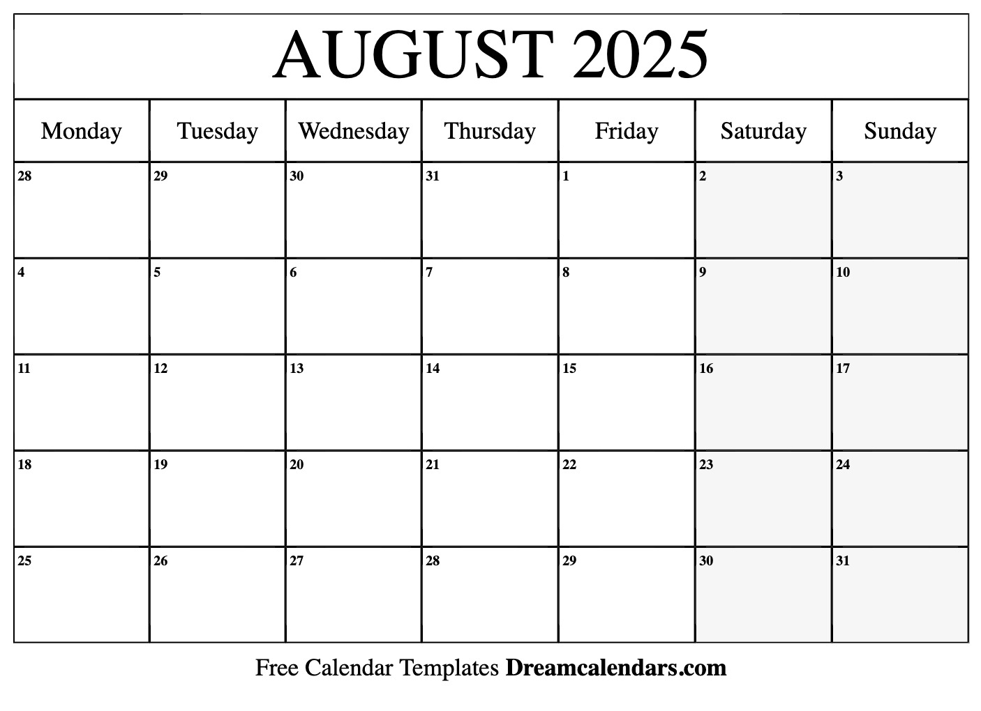 Free Printable August 2025 Calendar For Kids