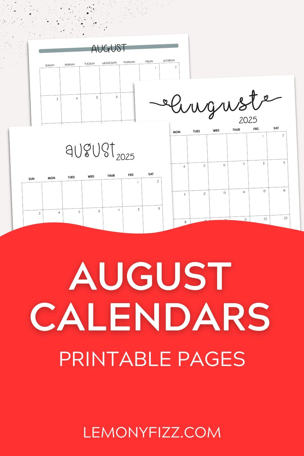 August 2025 Calendar Printable Vertical