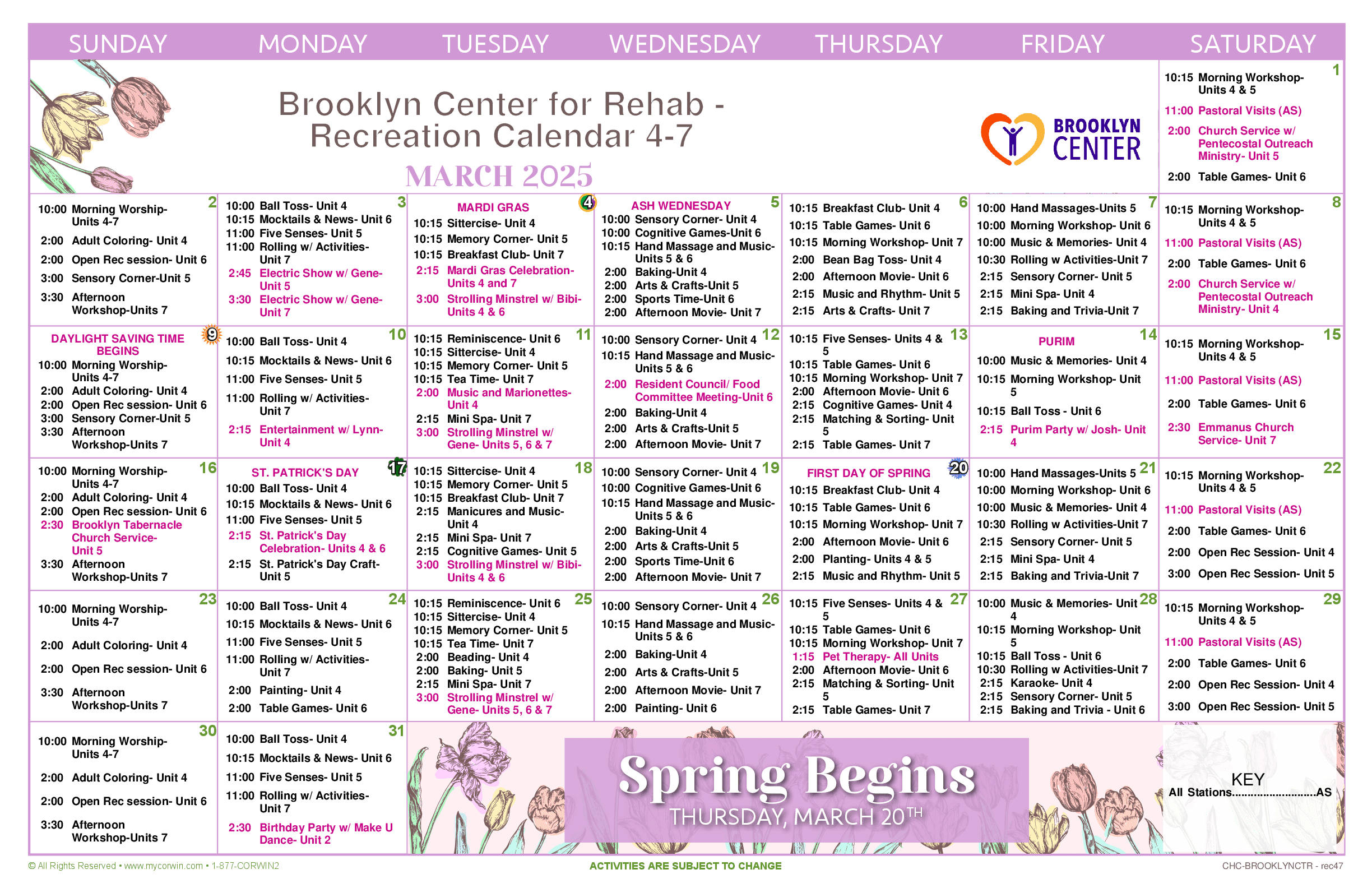 July Nursing Home Activity Calendar 2025