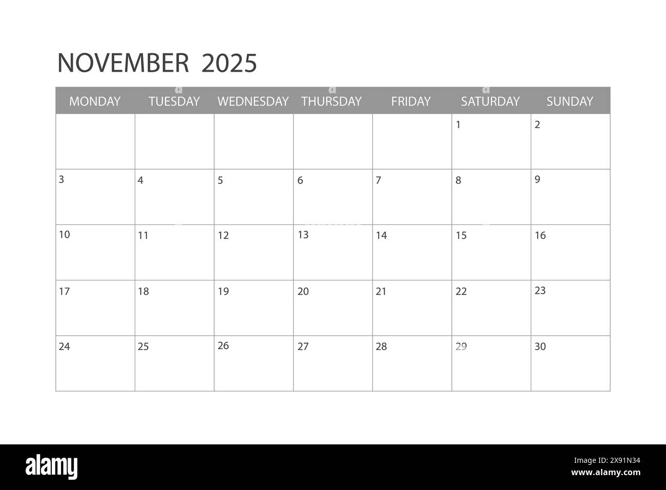2025 Calendar November Printable