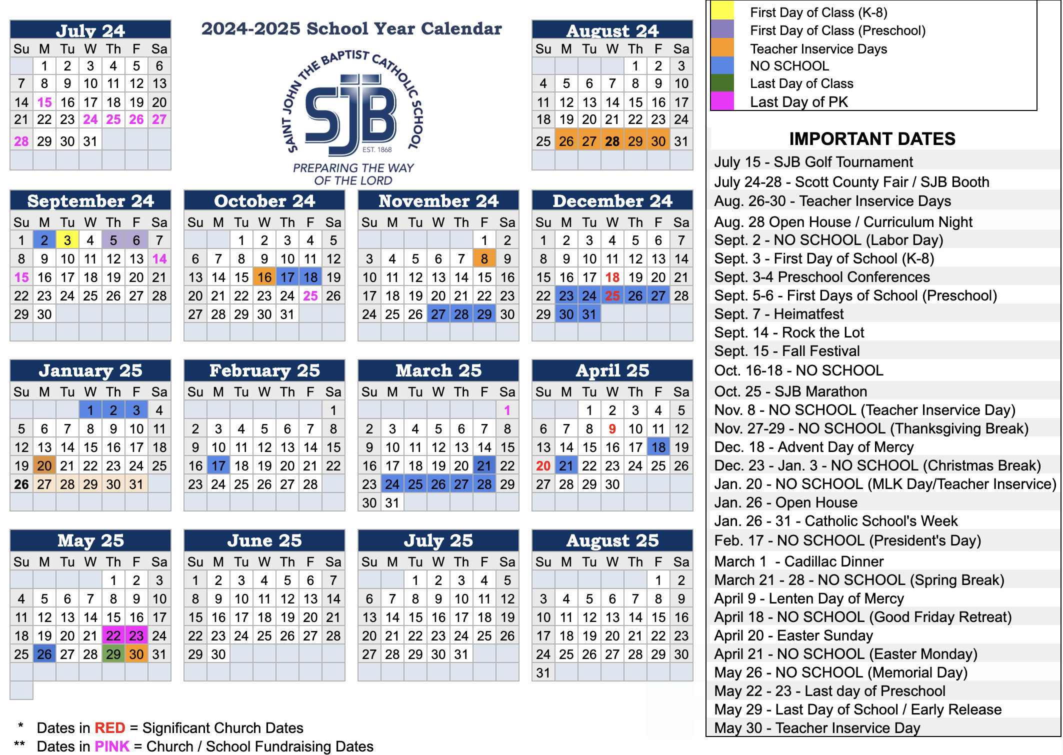 July Saints Calendar 2025
