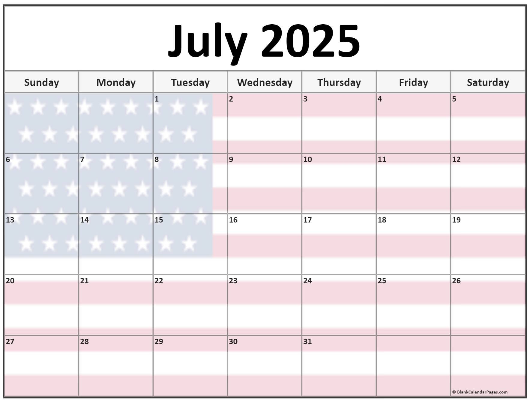 Collection Of July 2025 Photo Calendars With Image Filters 