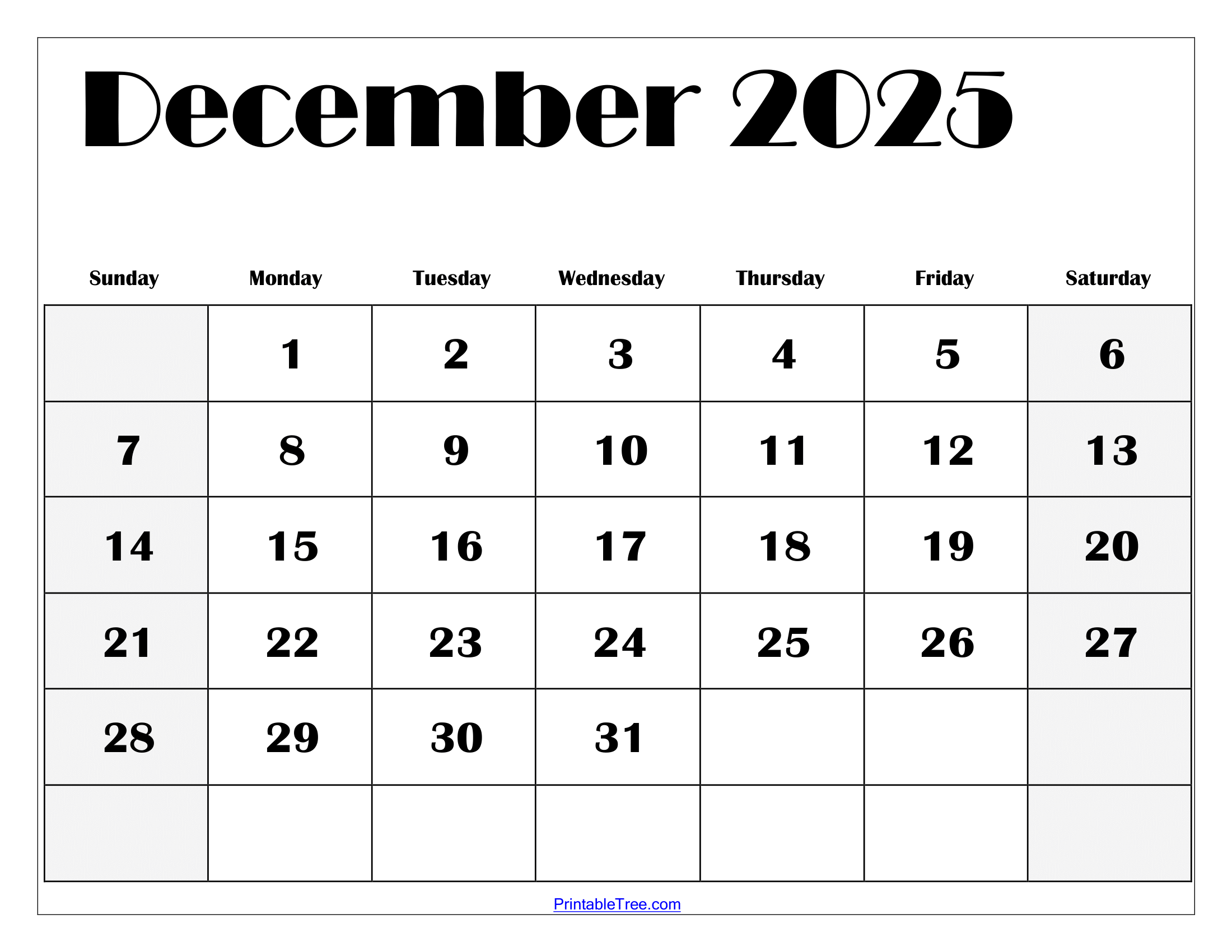 Beta Calendars December 2025 Calendar Printable