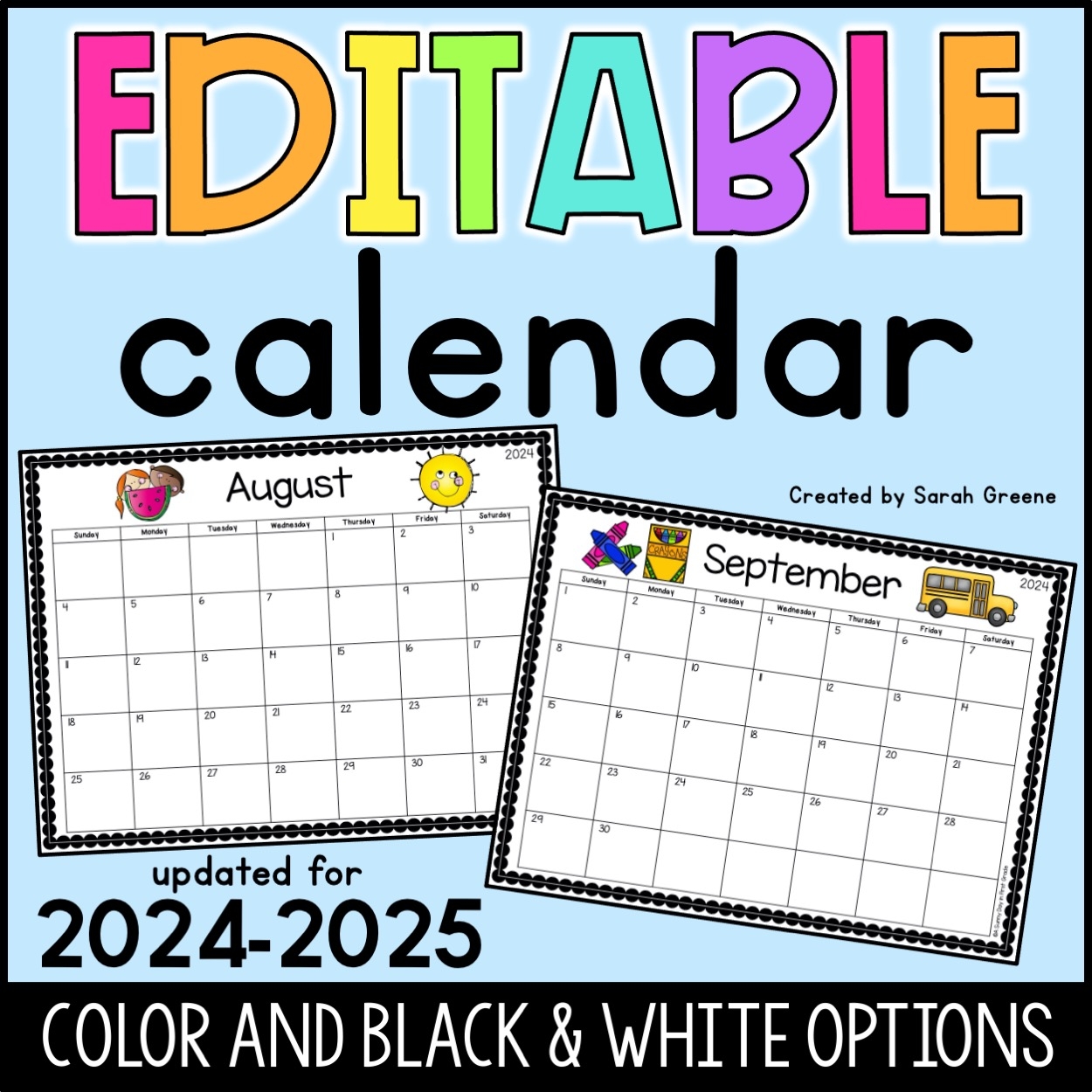 August 2025 Editable Calendar