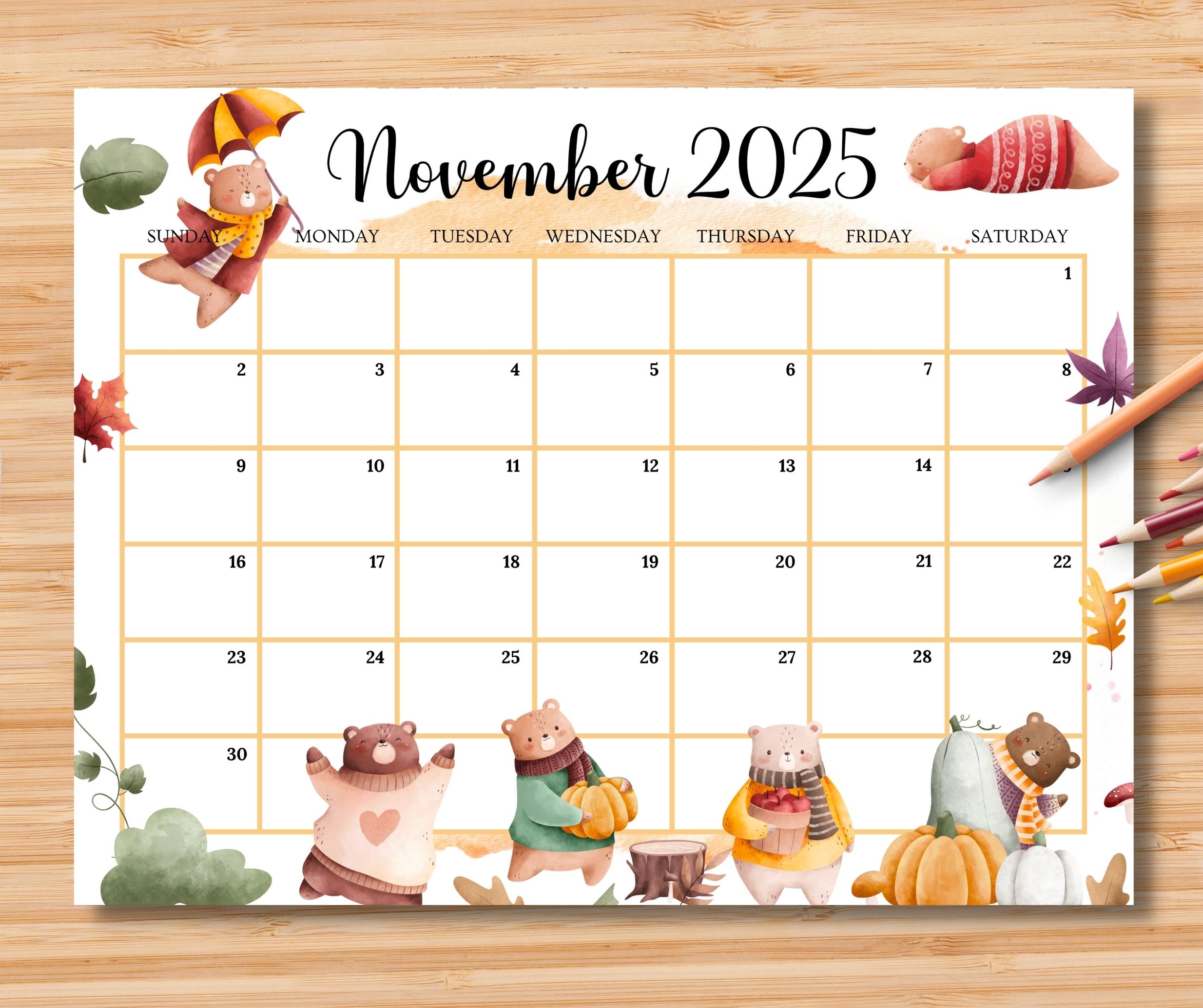 November 2025 Calendar With Notes Printable