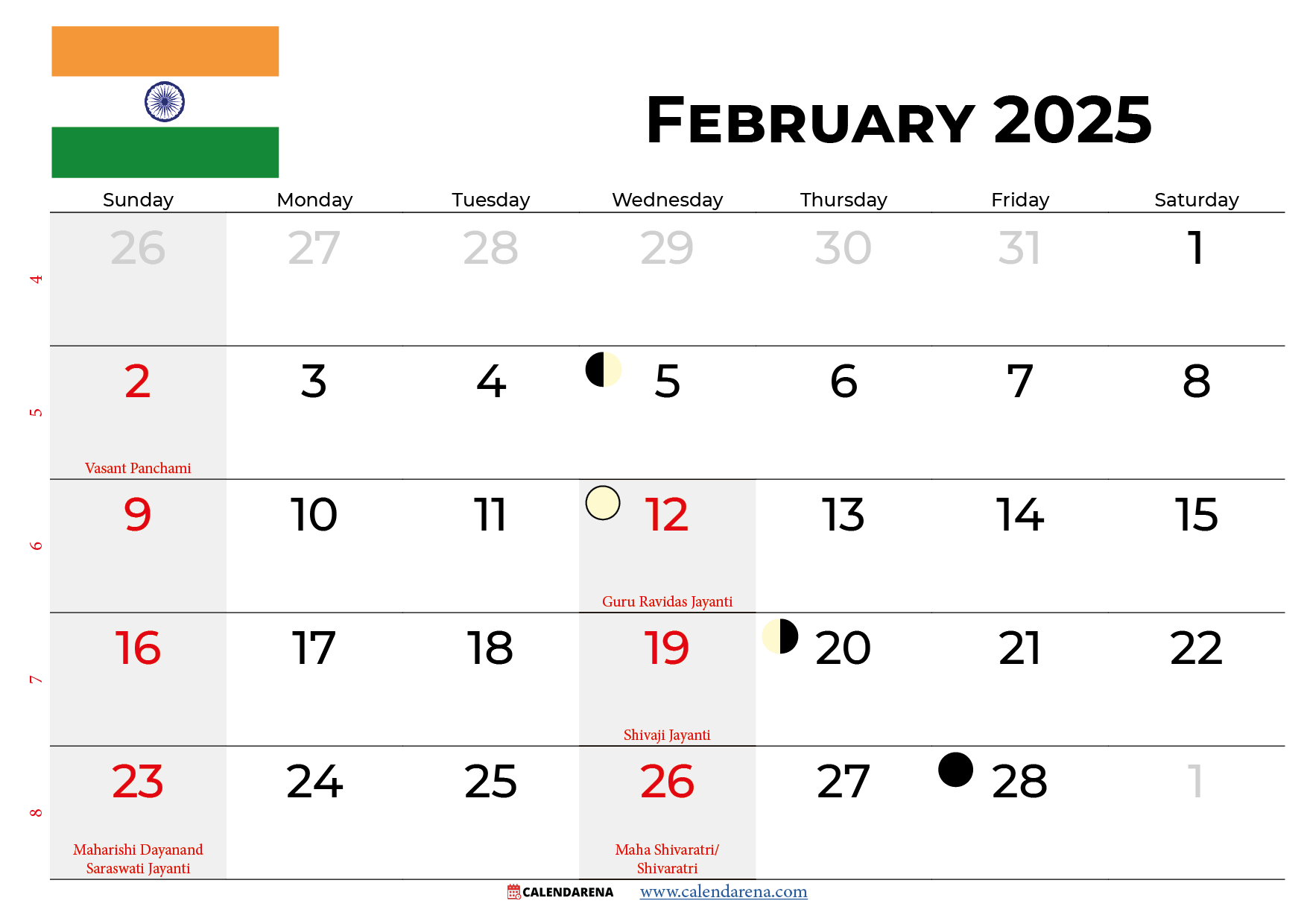 Free Printable 2025 Calendar With Holidays India