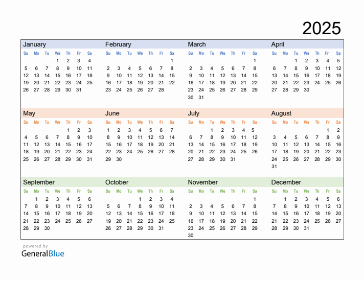 Free Printable A5 2025 Calendar
