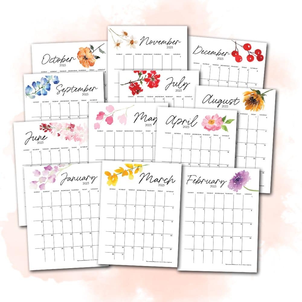 Free 2025 Floral Monthly Calendar PDFs Templates The Incremental 