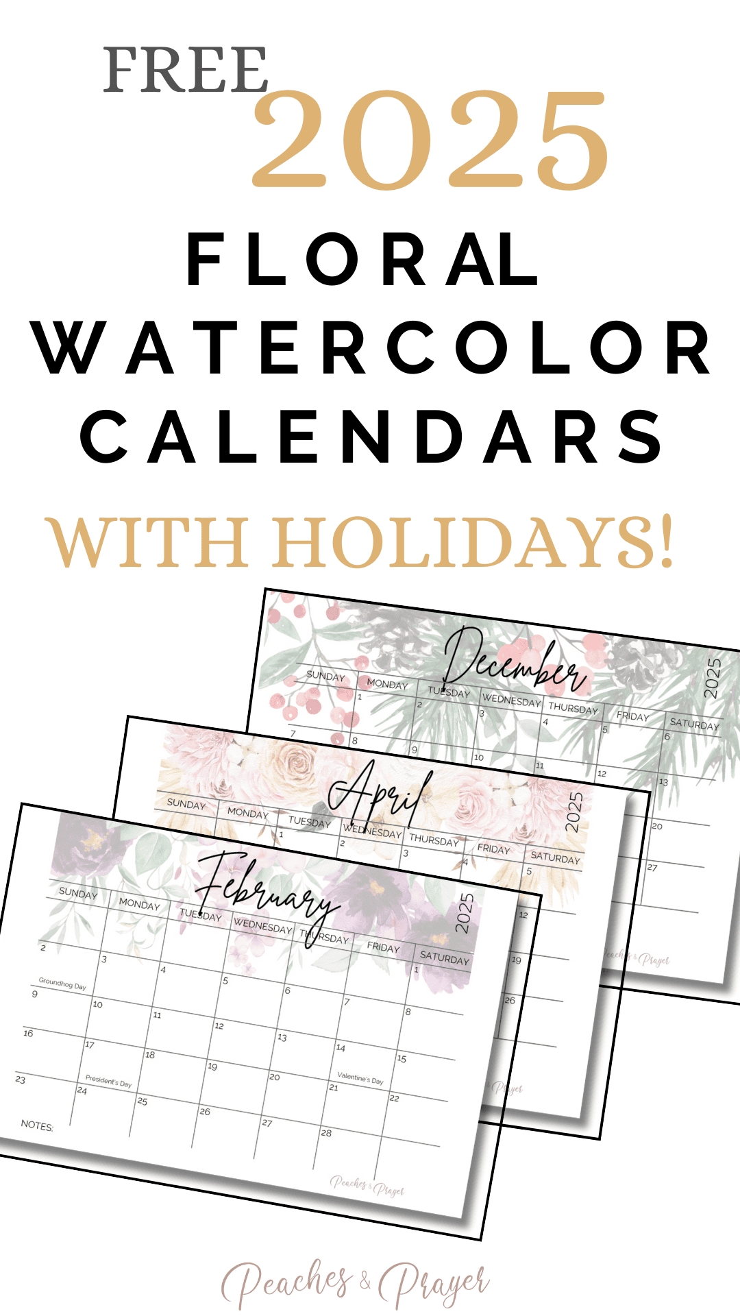 Free 2025 Monthly Calendar Printables Two Options Peaches U0026 Prayer