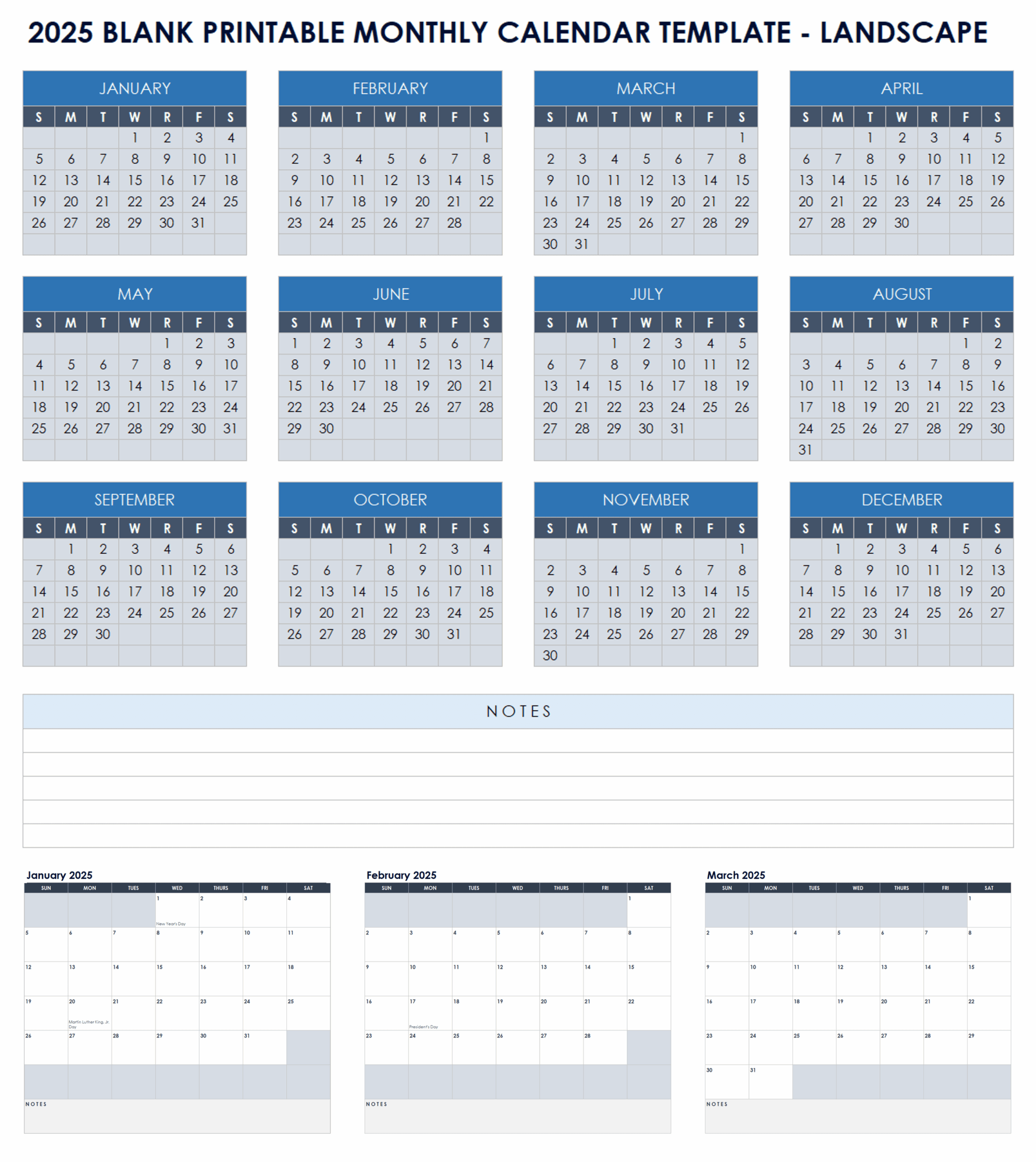 Free Printable 2025 Monthly Calendar Templates