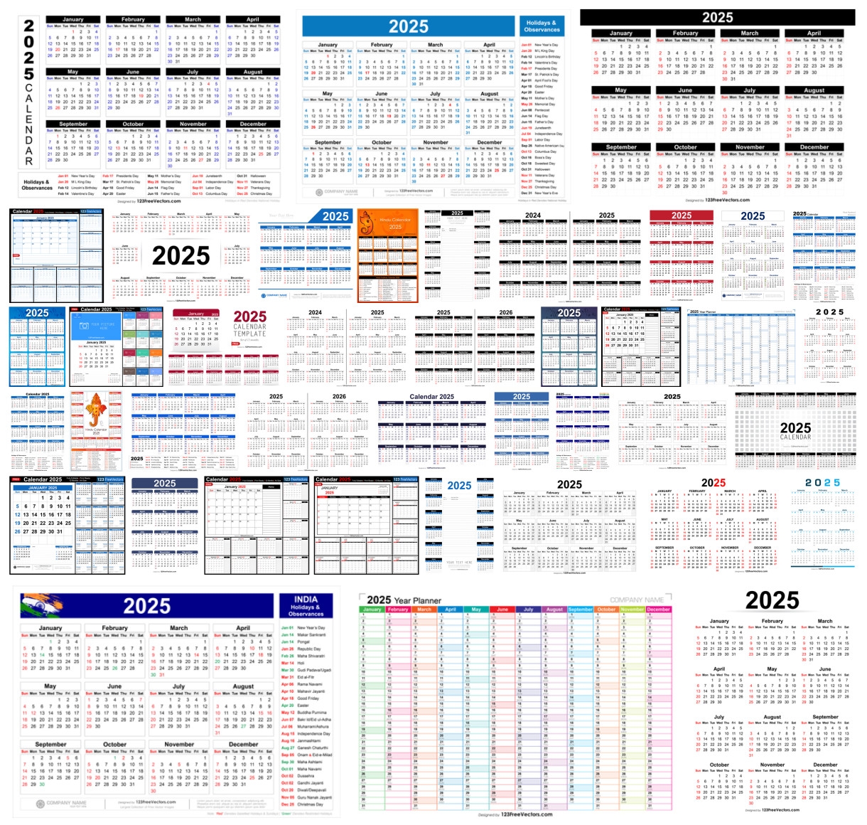 Free Download 2025 Calendar India