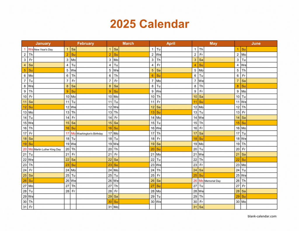 Free Printable 6 Monthly Calendar 2025