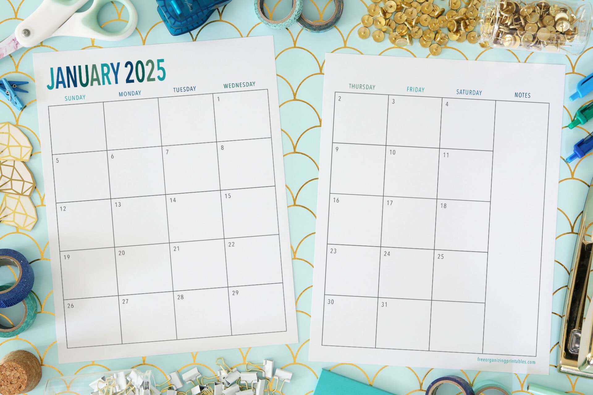 Free Printable 2025 2 Months Per Page Monday Start Calendar
