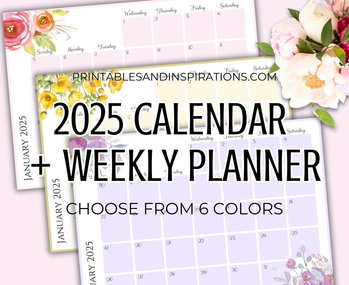 Free Printable 2025 Monthly Calendar Weekly Planner Printables 