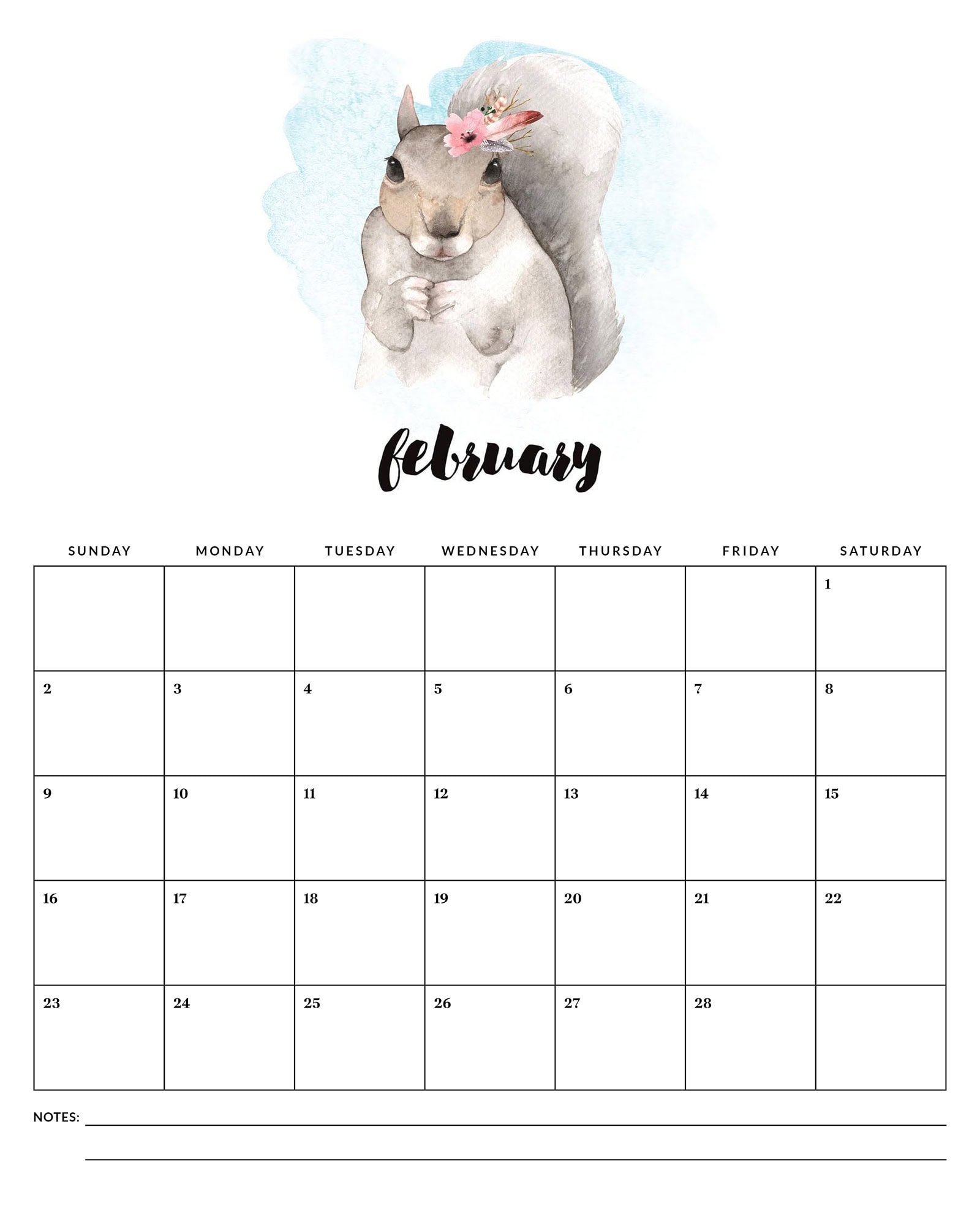 Free Printable 2025 Watercolor Animal Calendar The Cottage Market