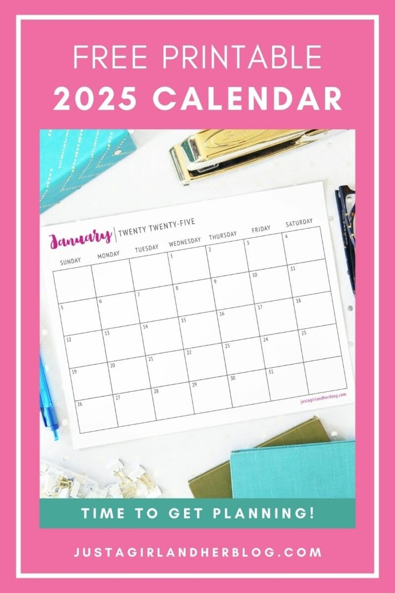 Free Printable 2025 Calendar Blog