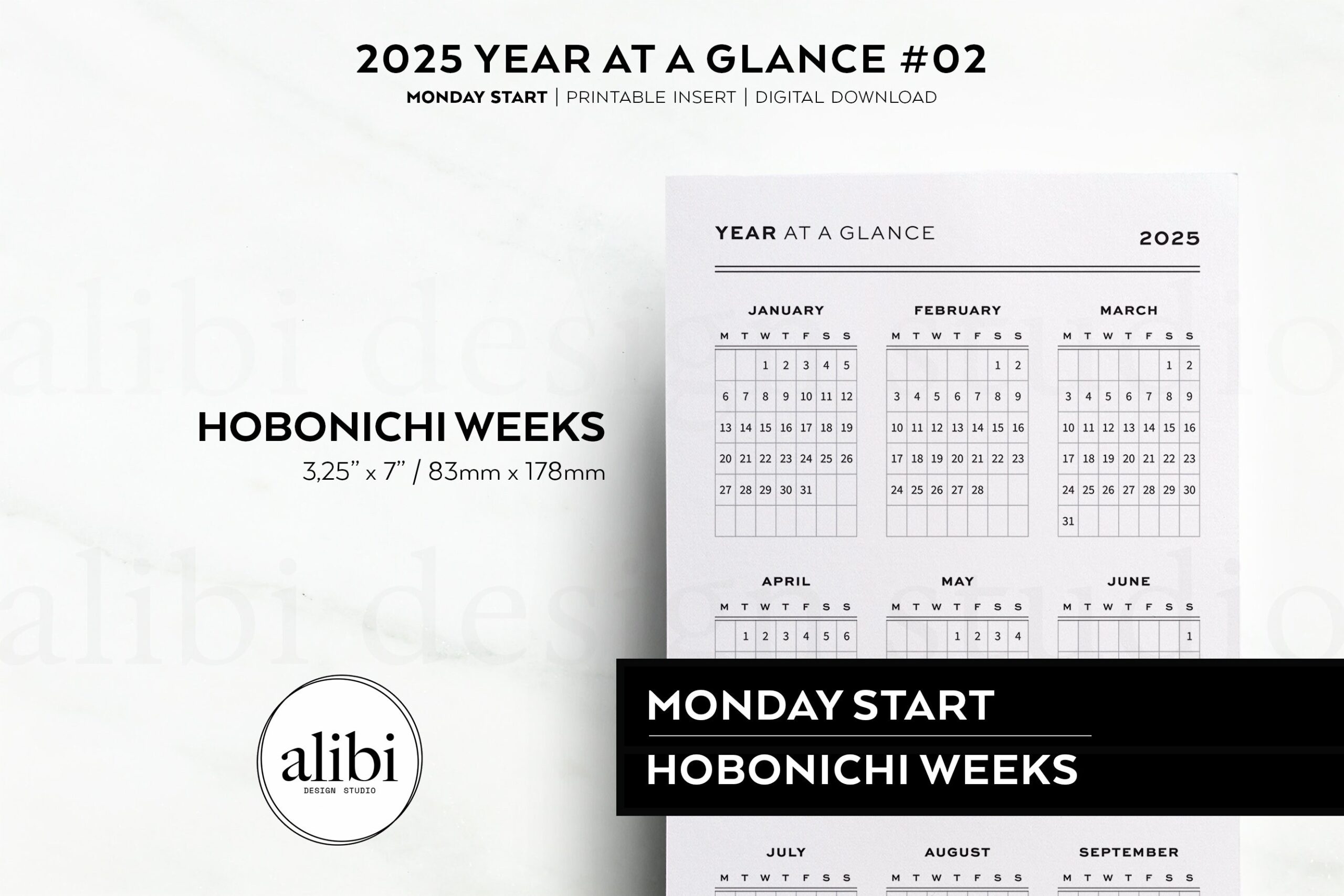 Hobonichi Weeks 2025 Year At A Glance Planner Dashboard Printable 
