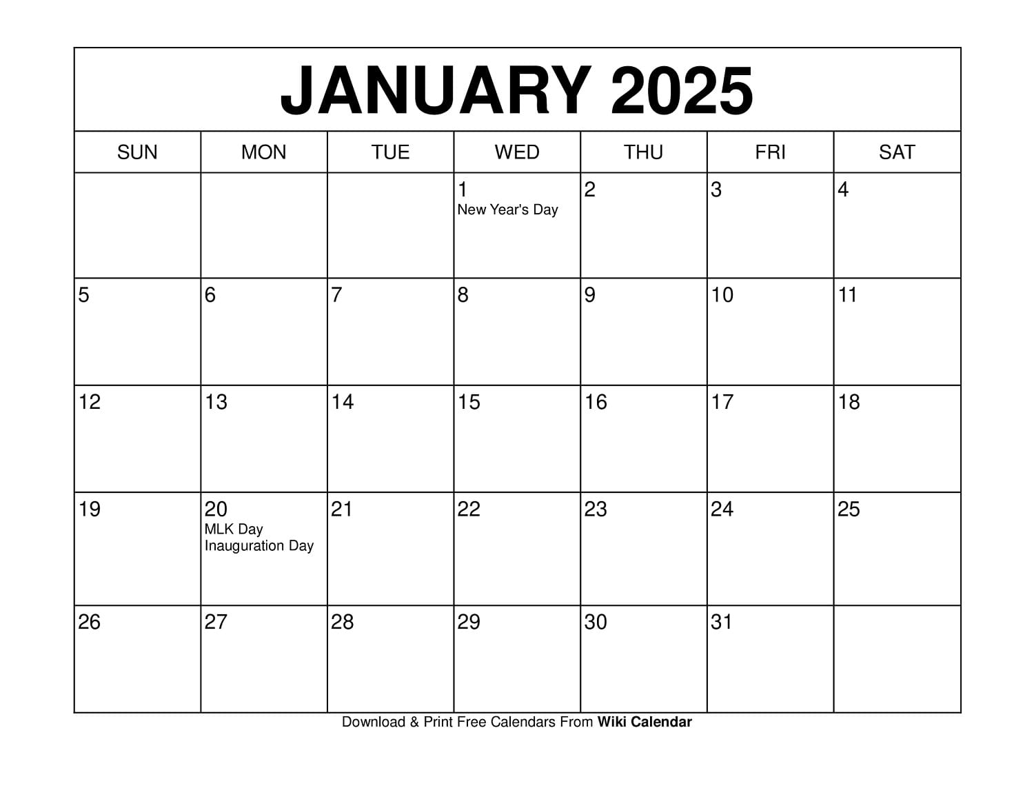 January 2025 Calendar Printable Templates U0026 More