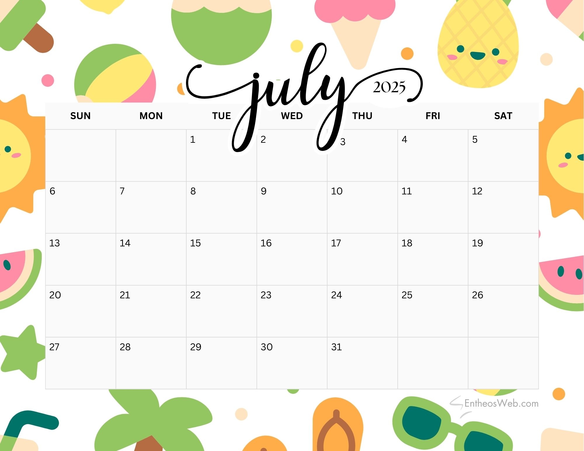 Free Printable Calendar 2025 July August