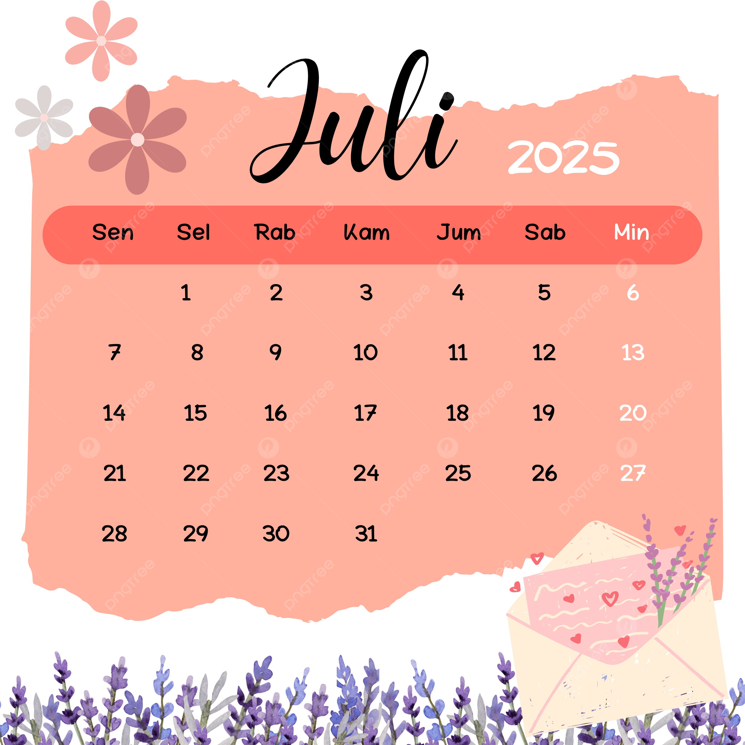 July 2025 Indonesian Aesthetic Calendar July 2025 Calendar Aesthetic July Calendar Cute July Calendar PNG Transparent Clipart Image And PSD File For Free Download
