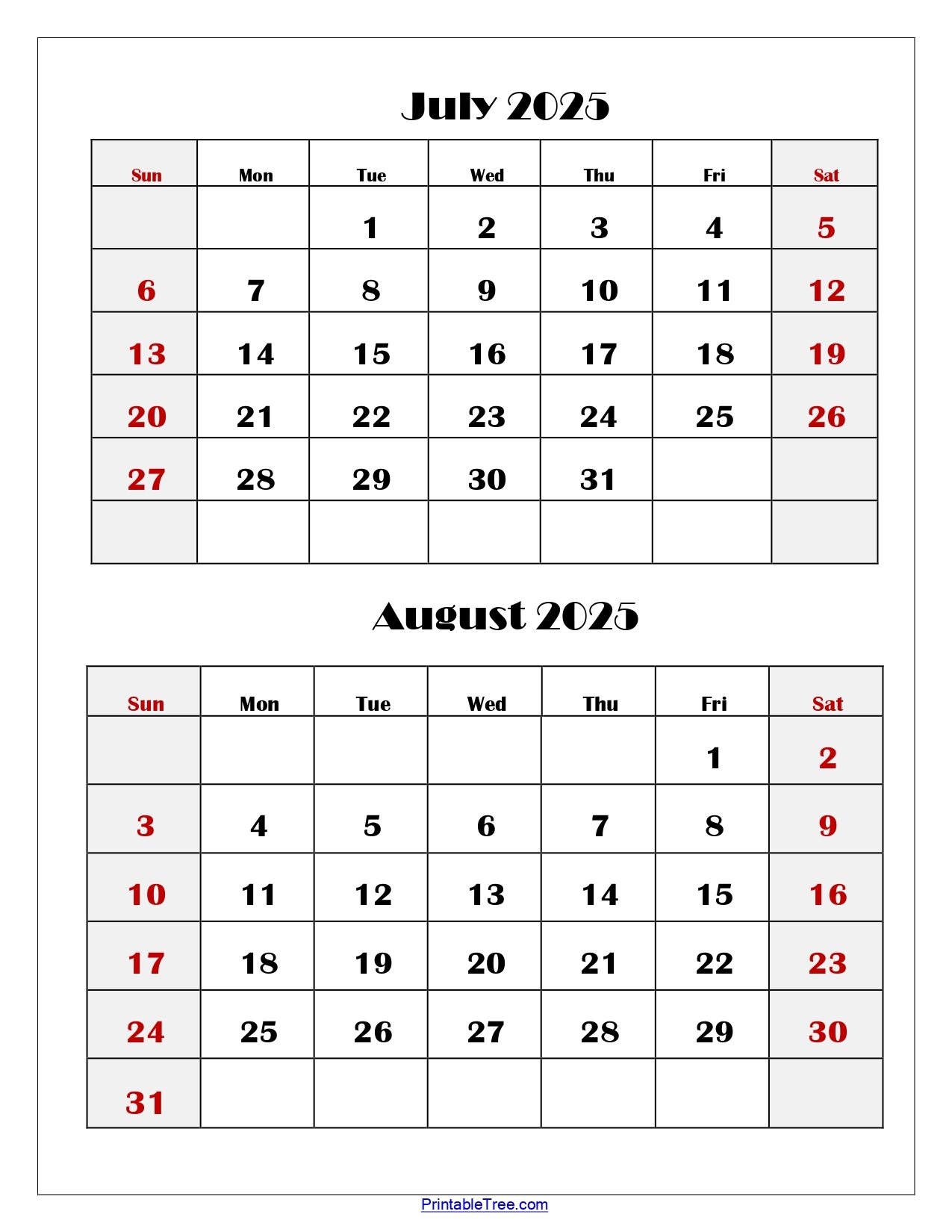 July August September Calendar 2025