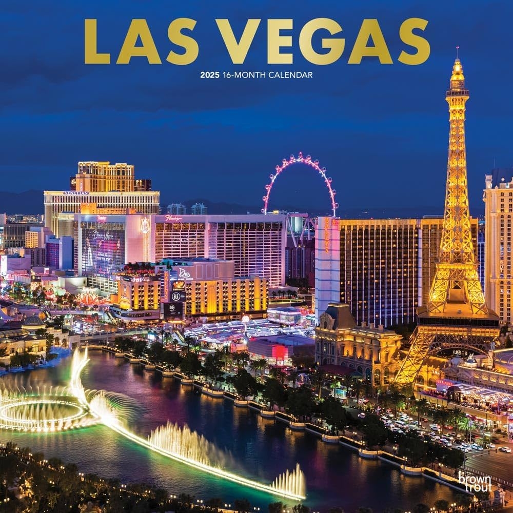 Las Vegas 2025 12 X 24 Inch Monthly Square Wall Calendar Foil 