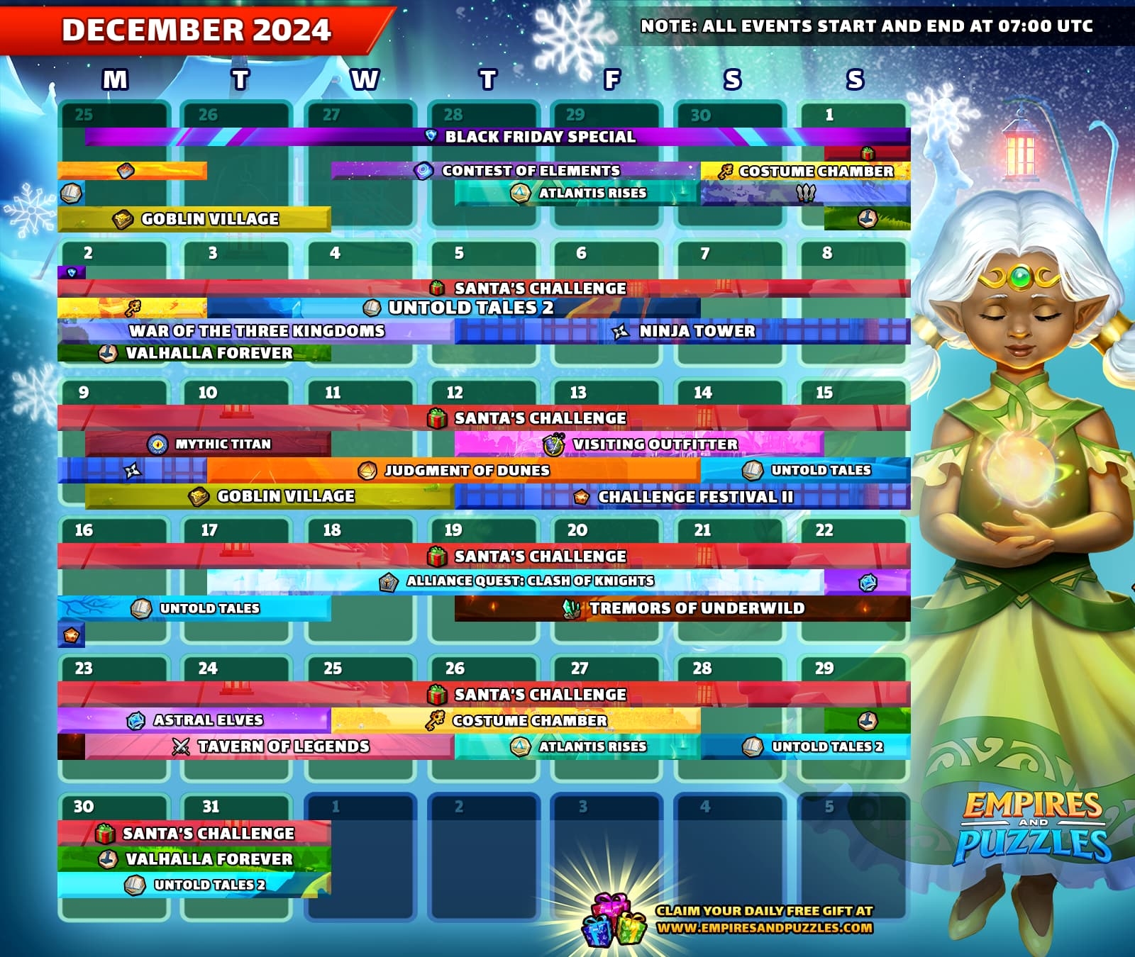 Empires And Puzzles Calendar July 2025