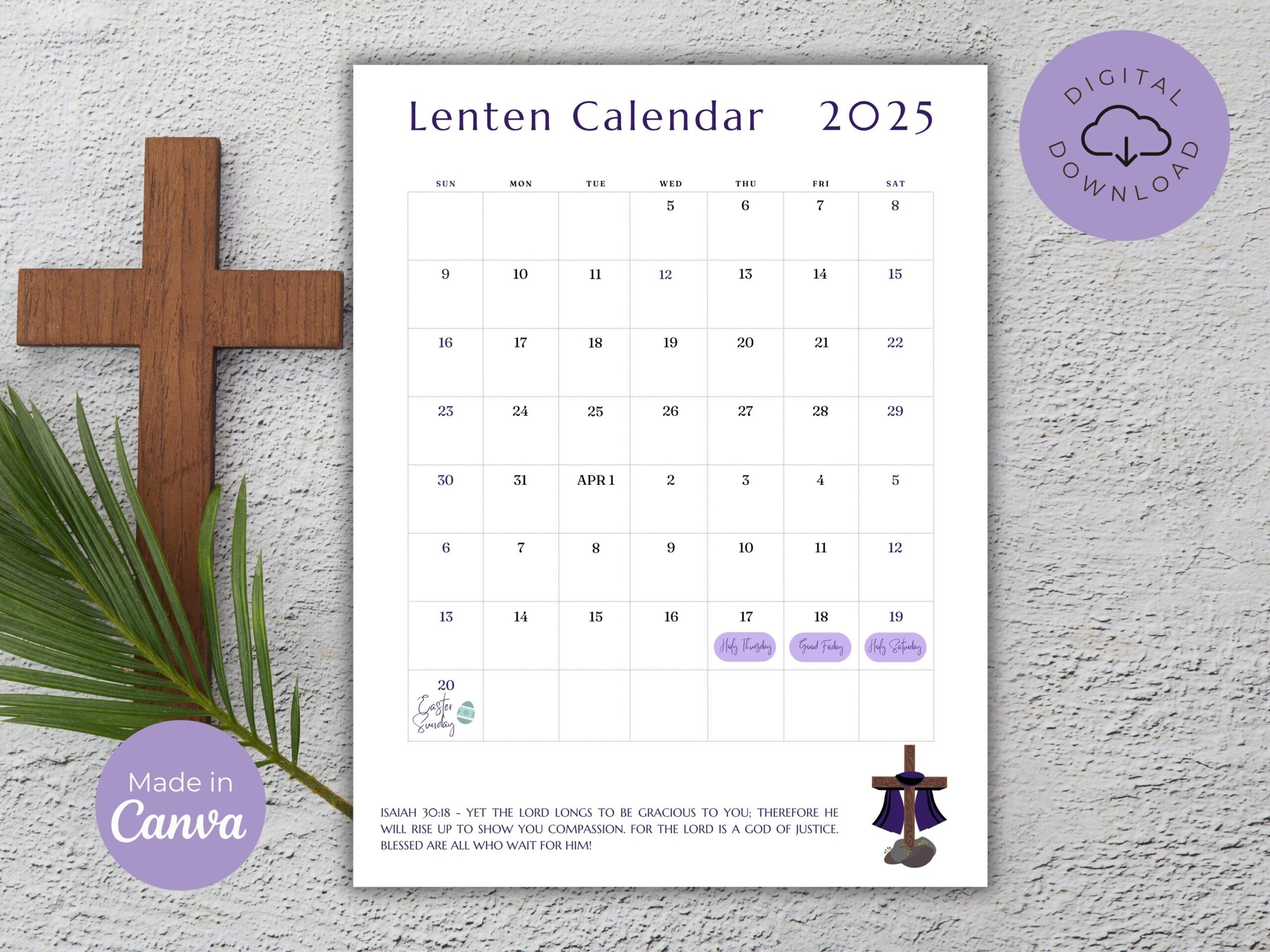 Lenten Calendar 2025 Printable Lenten Prayer Calendar Easter 